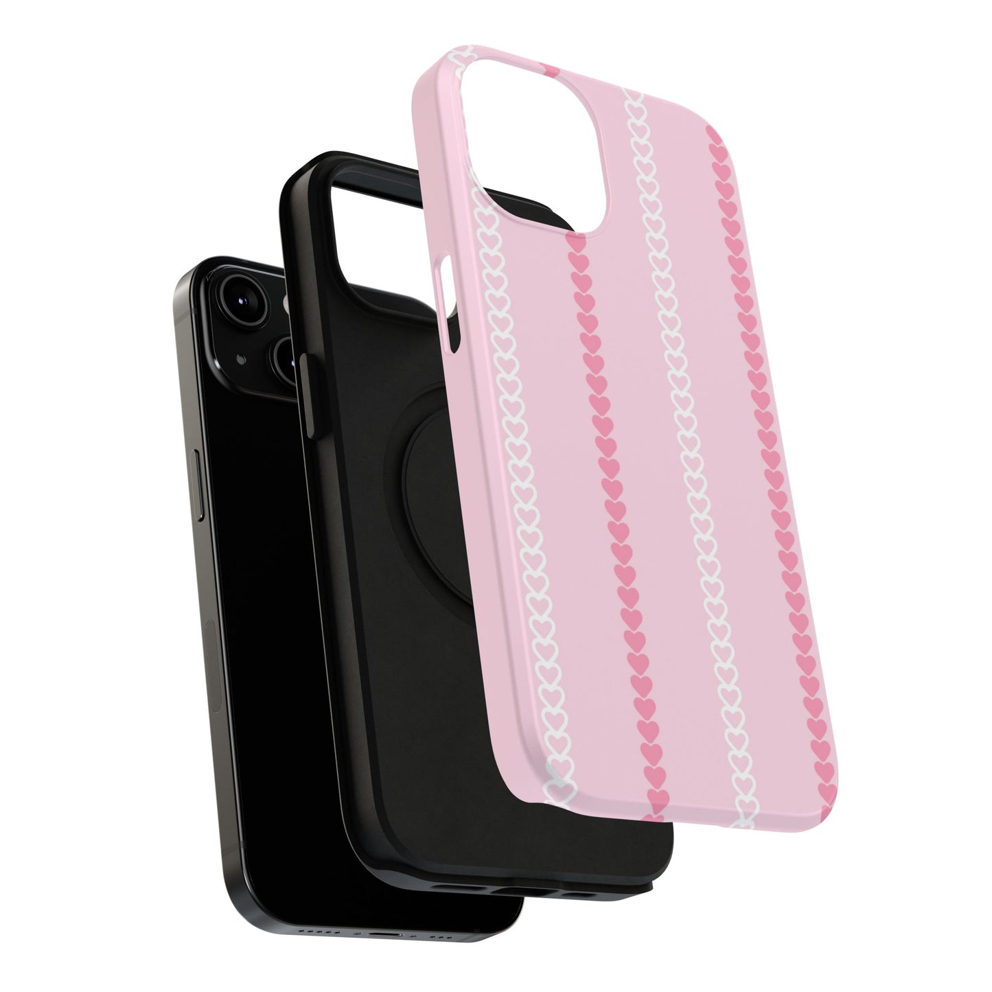 Pink Heart Stripe Impact-Resistant Phone Case