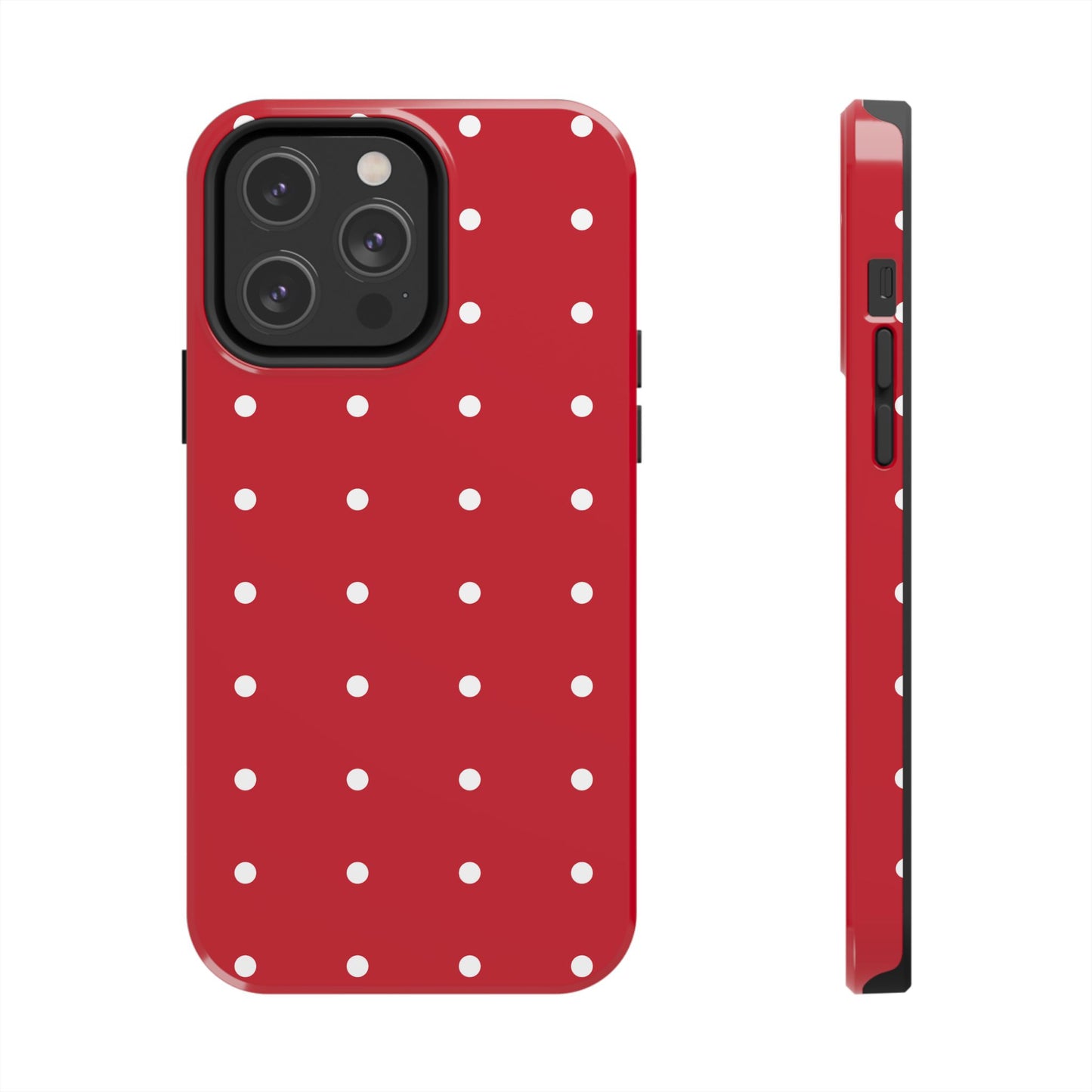 Red Polka Dot Tough Phone Case — Durable Glossy Protective Phone Cover