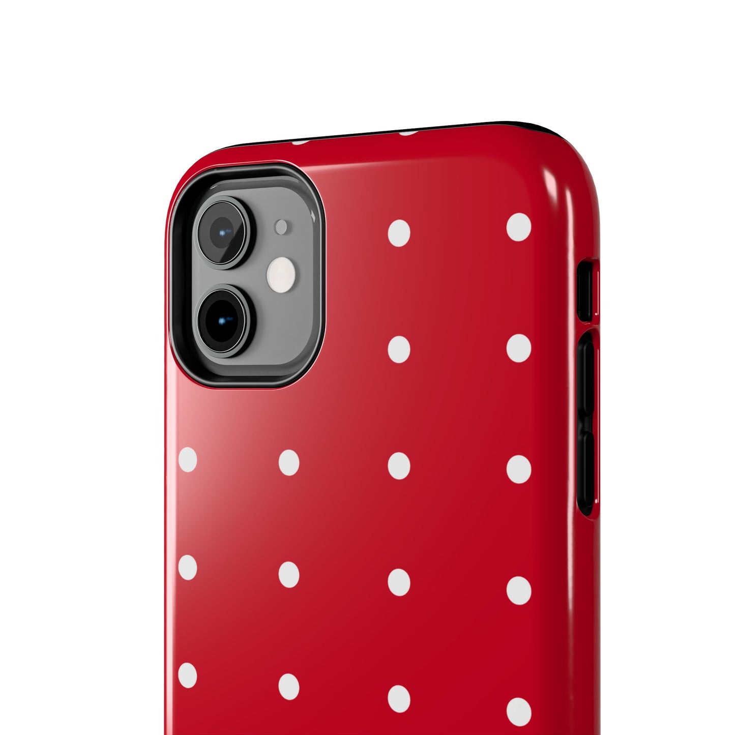 Red Polka Dot Tough Phone Case — Durable Glossy Protective Phone Cover