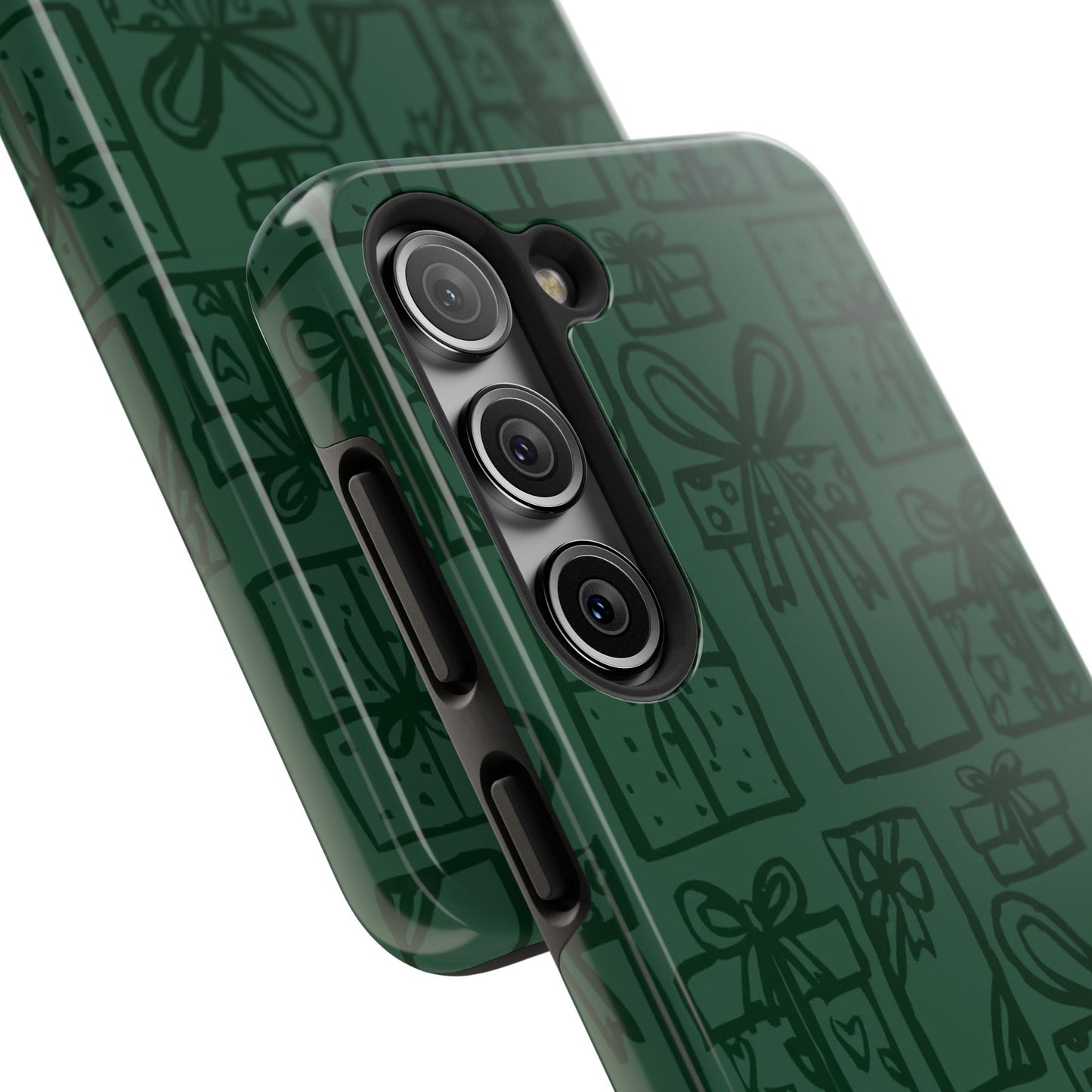 Holiday Gift Pattern Tough Phone Case — Dark Green Present Illustrations