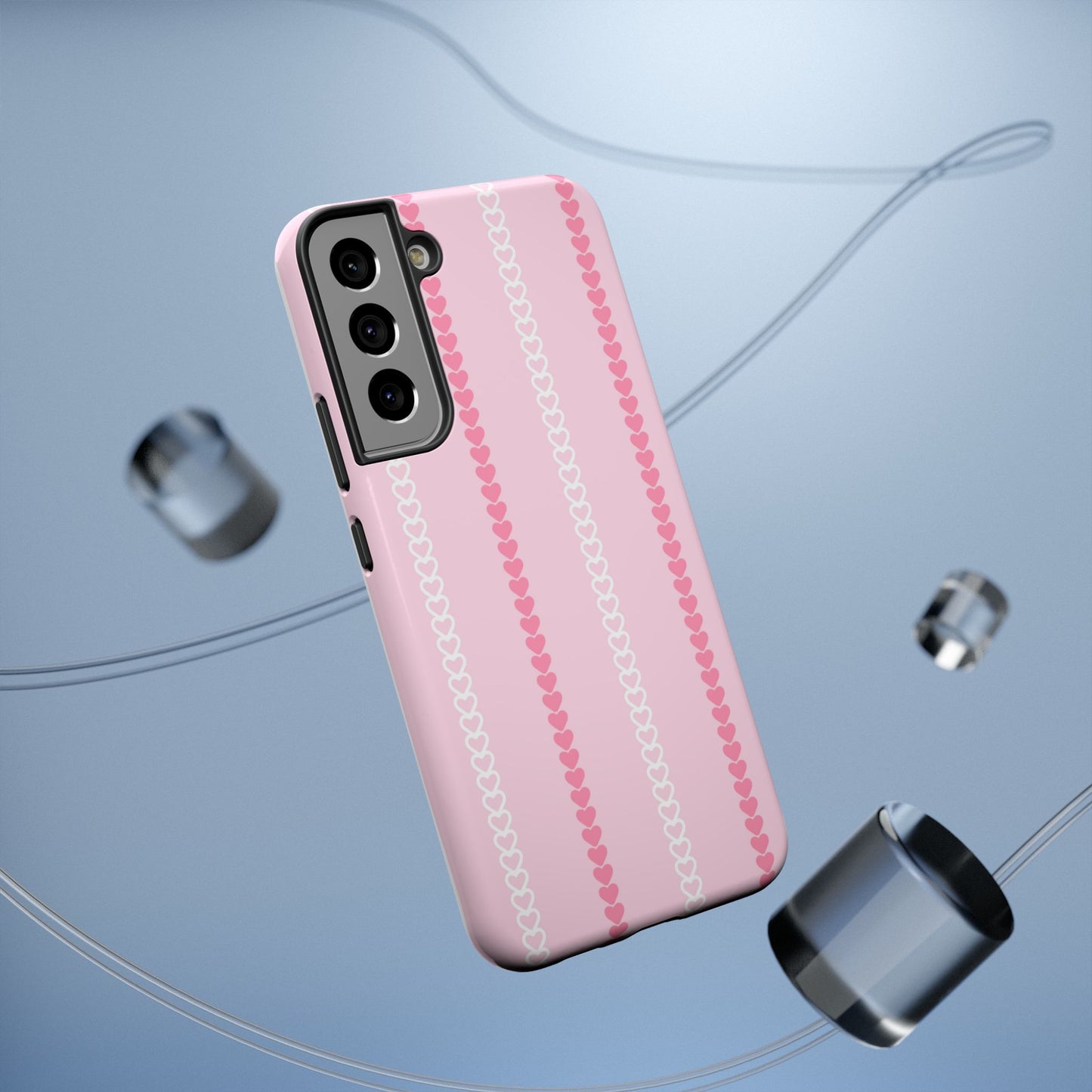 Pink Heart Stripe Impact-Resistant Phone Case