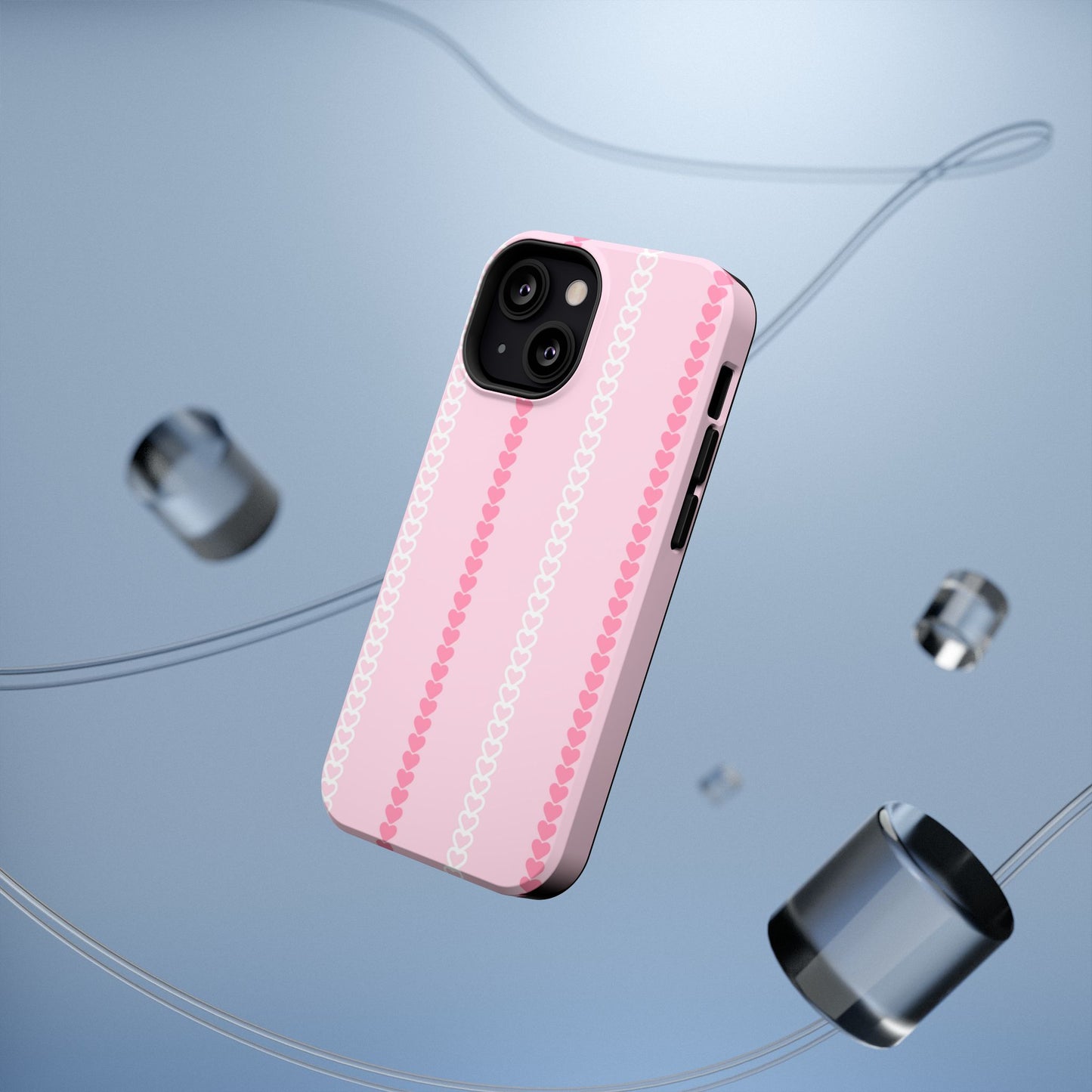 Pink Heart Stripe Impact-Resistant Phone Case
