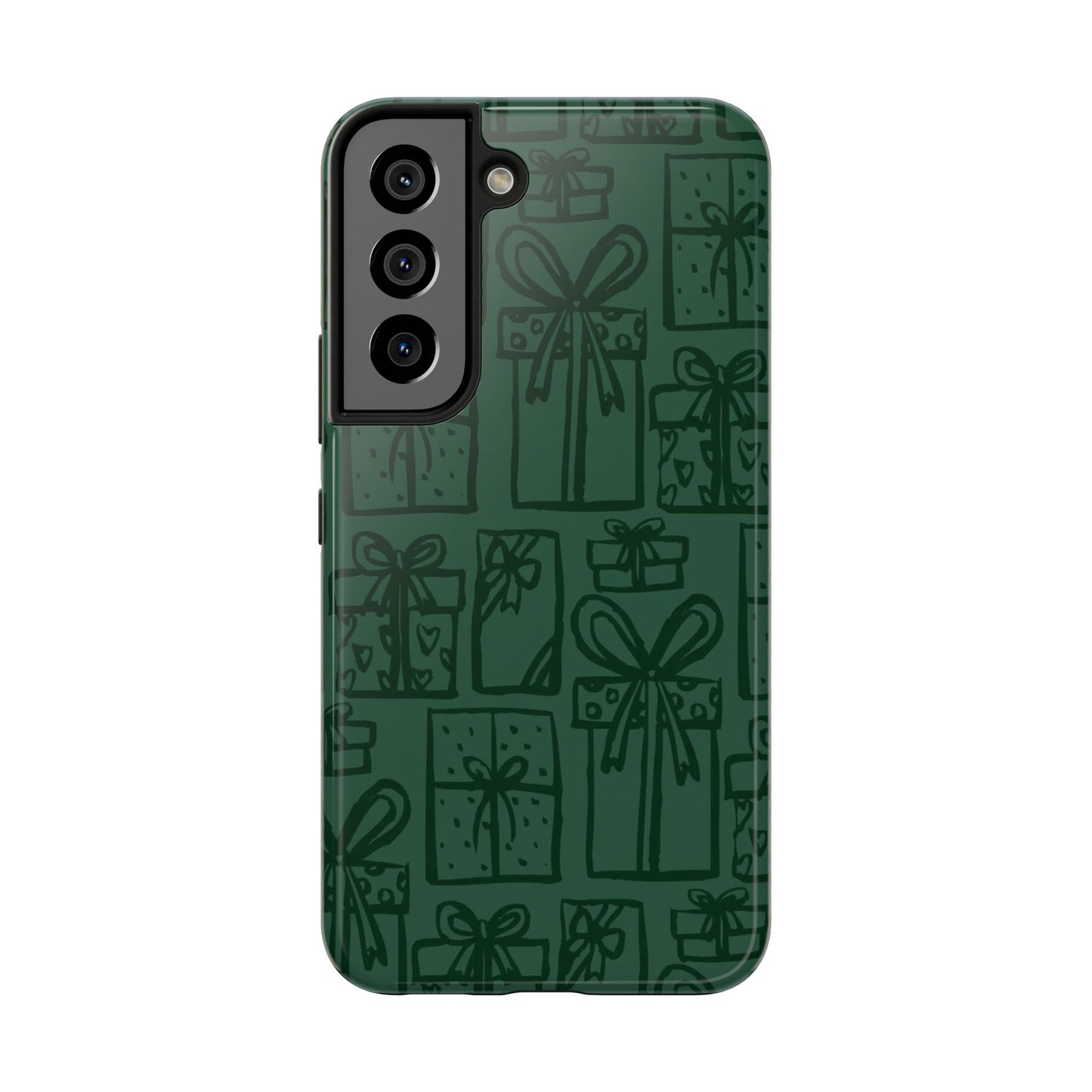 Holiday Gift Pattern Tough Phone Case — Dark Green Present Illustrations