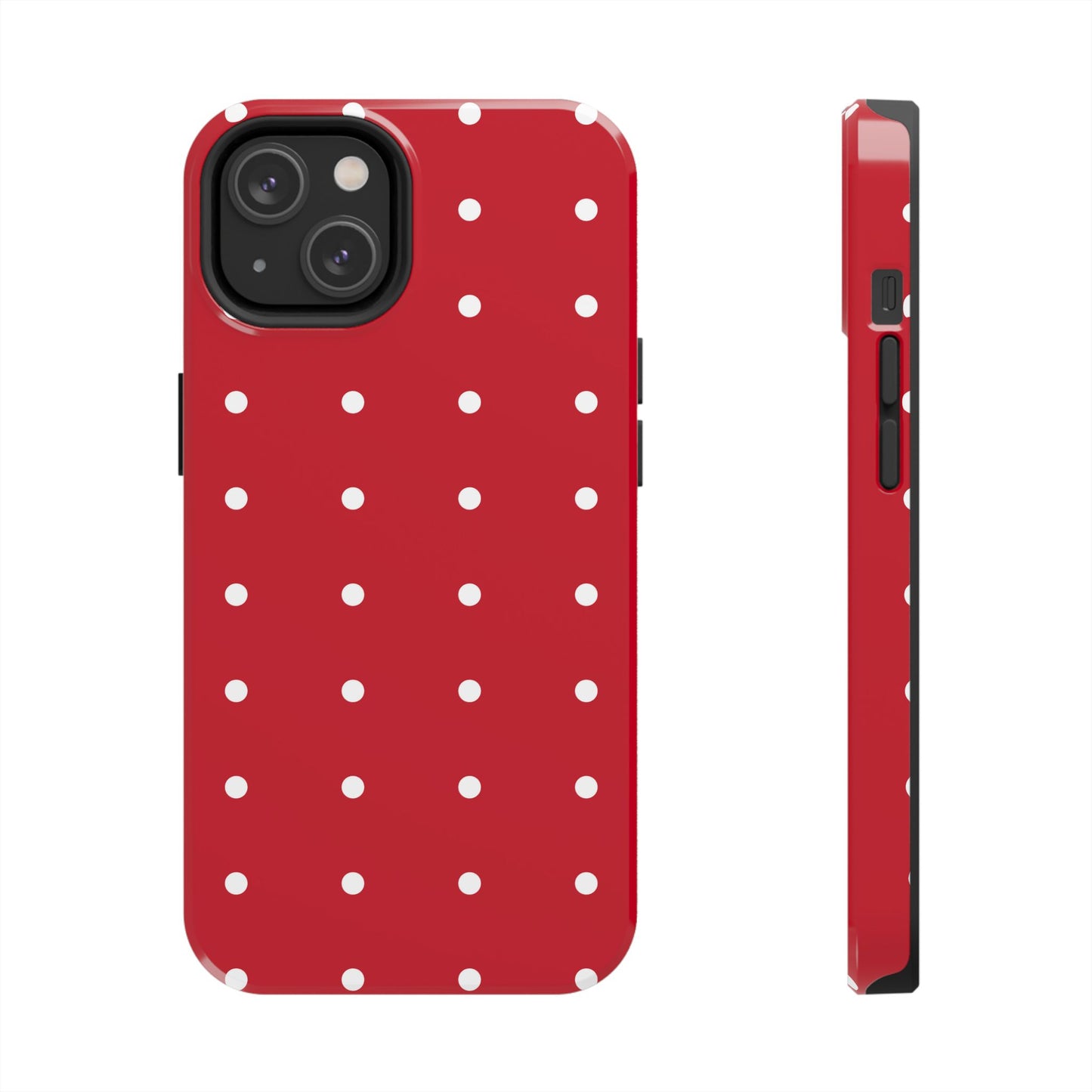 Red Polka Dot Tough Phone Case — Durable Glossy Protective Phone Cover