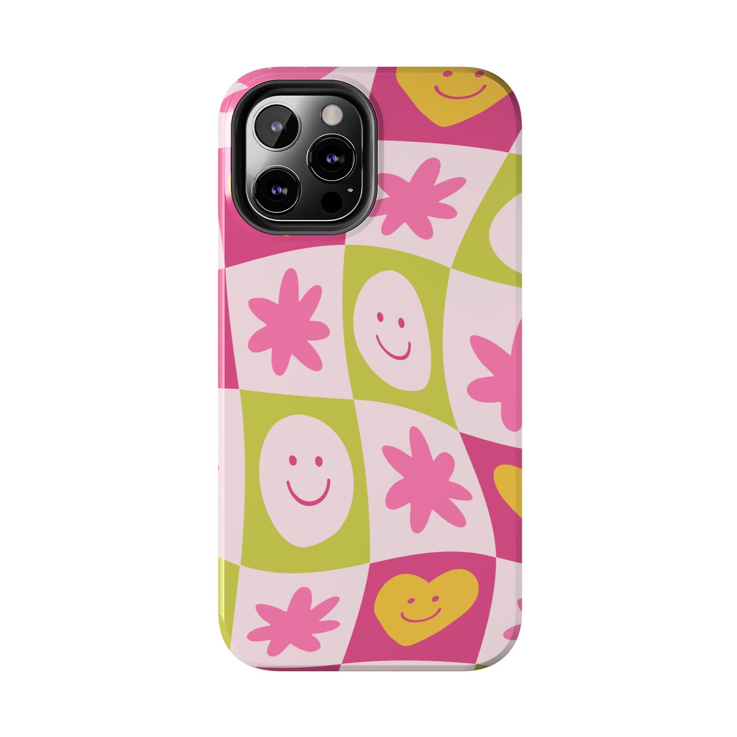 Colorful Smiley Pattern Tough Phone Cases, Playful Phone Covers, Fun Gifts for Friends, Cute Accessories, Vibrant and Durable
