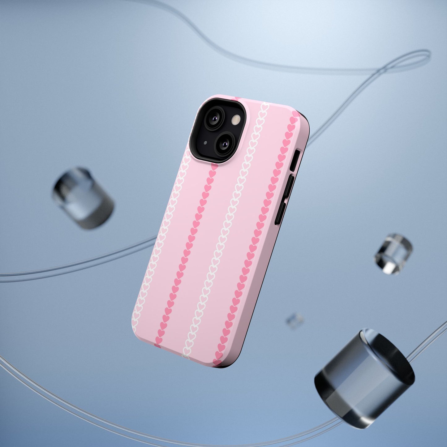 Pink Heart Stripe Impact-Resistant Phone Case