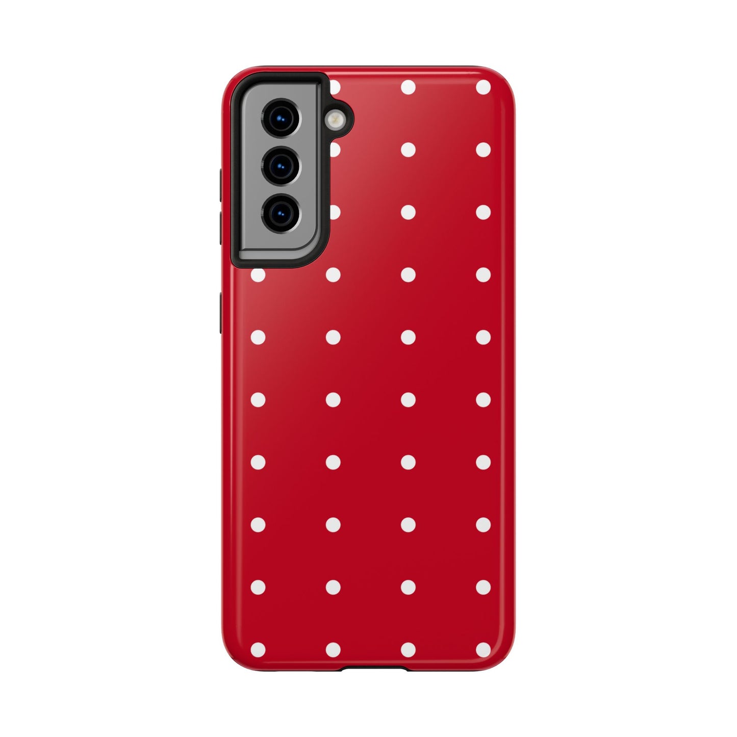 Red Polka Dot Tough Phone Case — Durable Glossy Protective Phone Cover