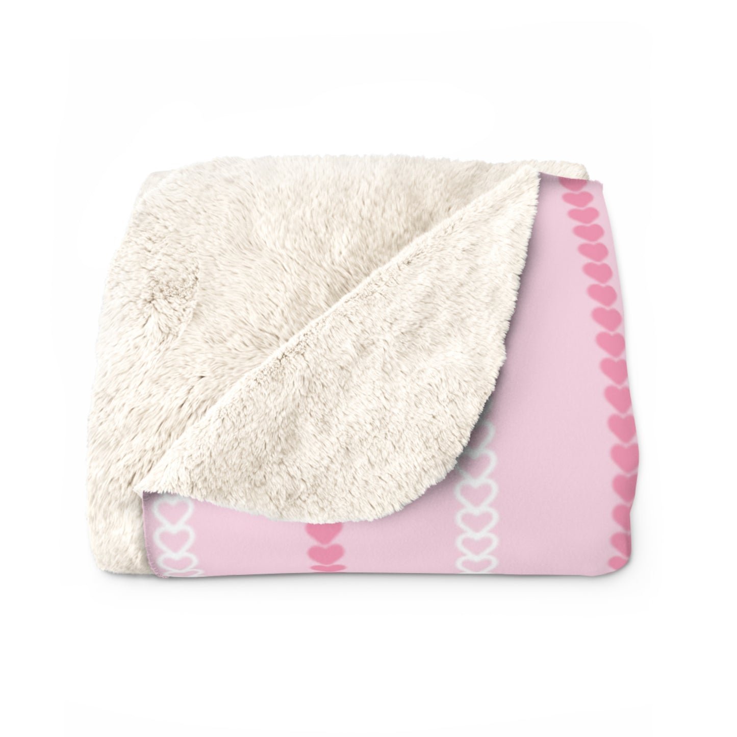 Pink Heart Stripe Sherpa Blanket