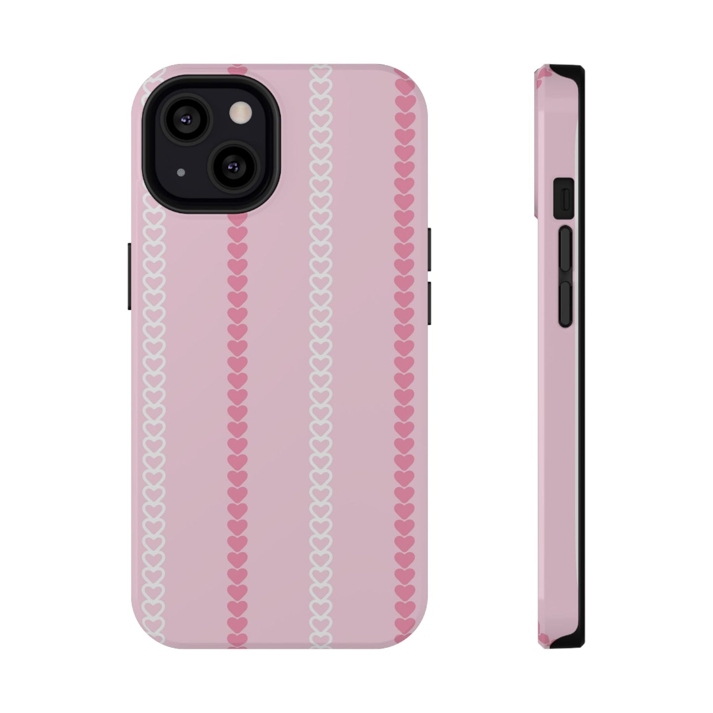 Pink Heart Stripe Impact-Resistant Phone Case