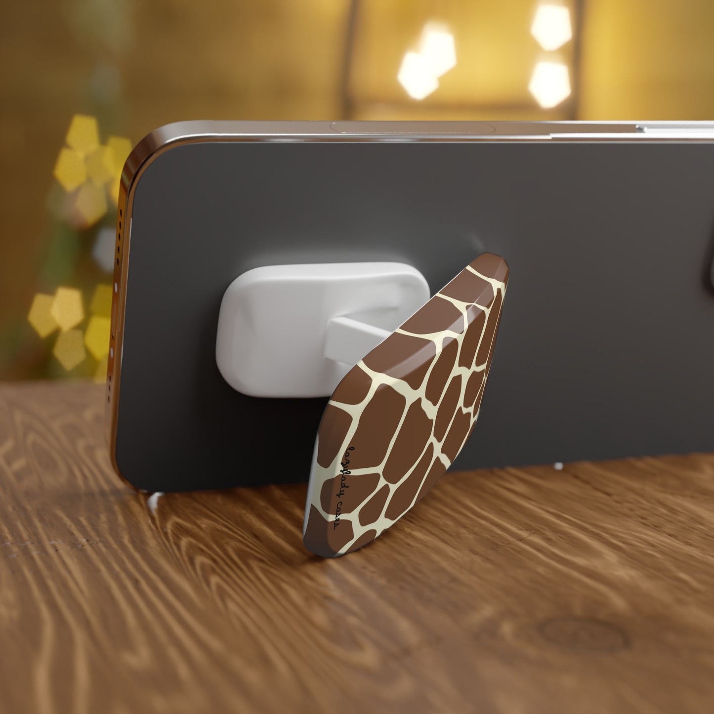 Giraffe Print Phone Grip - Stylish Click-On Holder for Animal Lovers