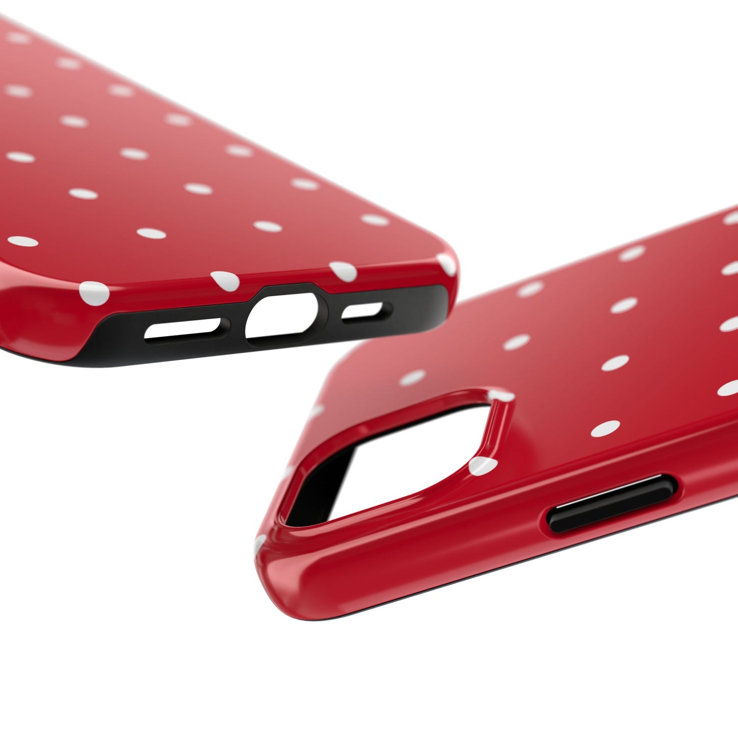 Red Polka Dot Tough Phone Case — Durable Glossy Protective Phone Cover