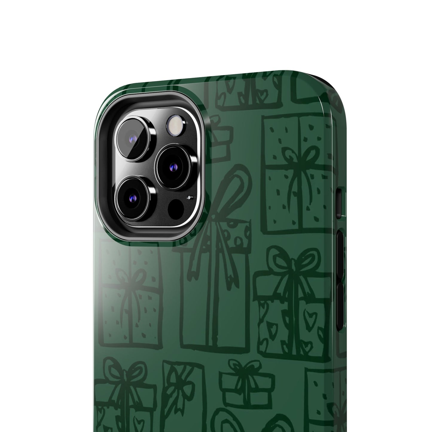 Holiday Gift Pattern Tough Phone Case — Dark Green Present Illustrations