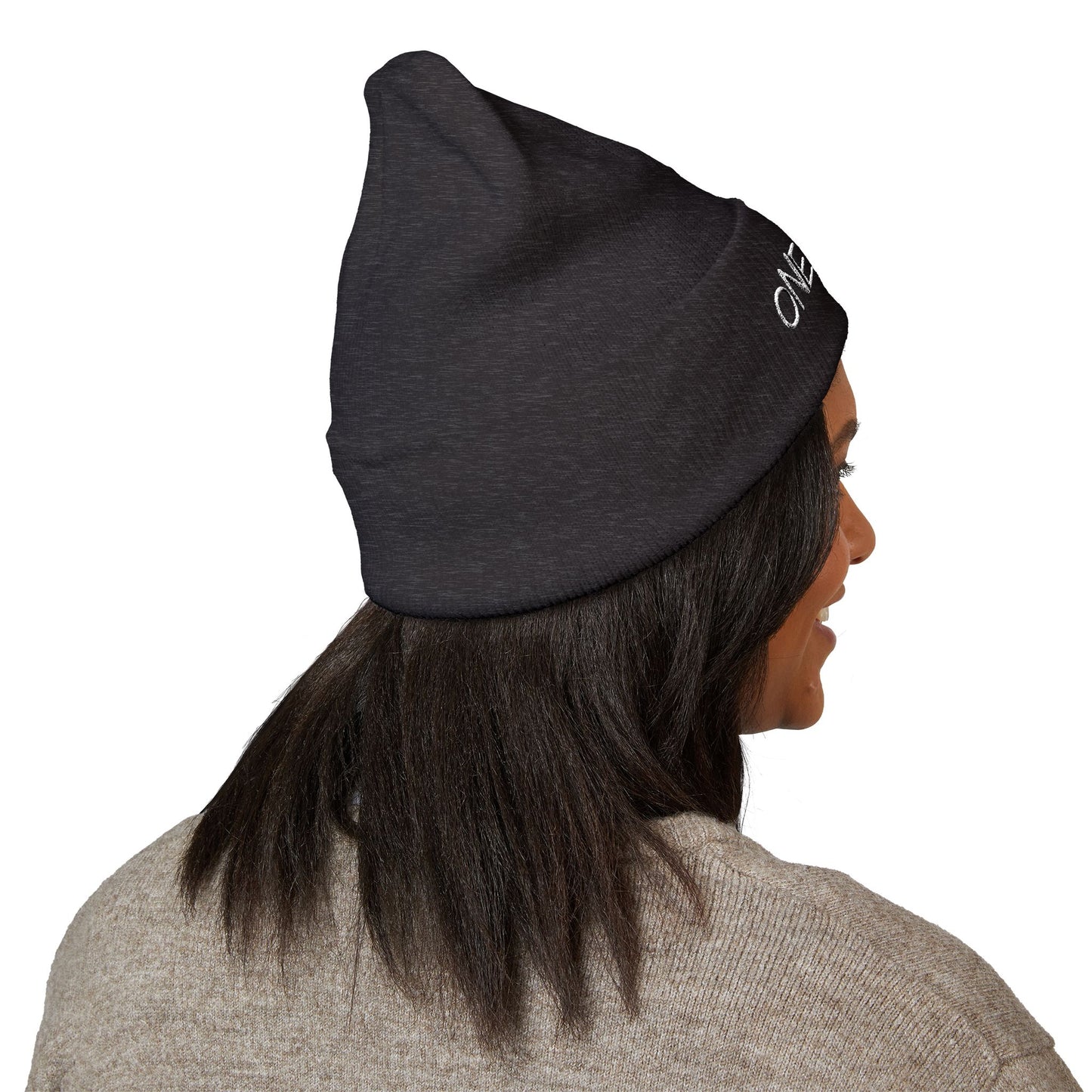 One Love Embroidered Cuffed Beanie — Classic Knit Winter Hat