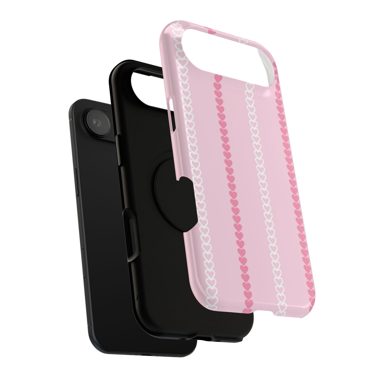 Pink Heart Stripe Impact-Resistant Phone Case