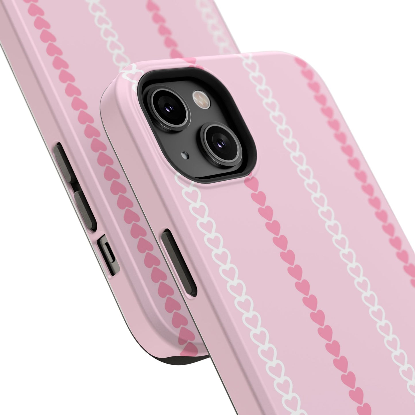 Pink Heart Stripe Impact-Resistant Phone Case