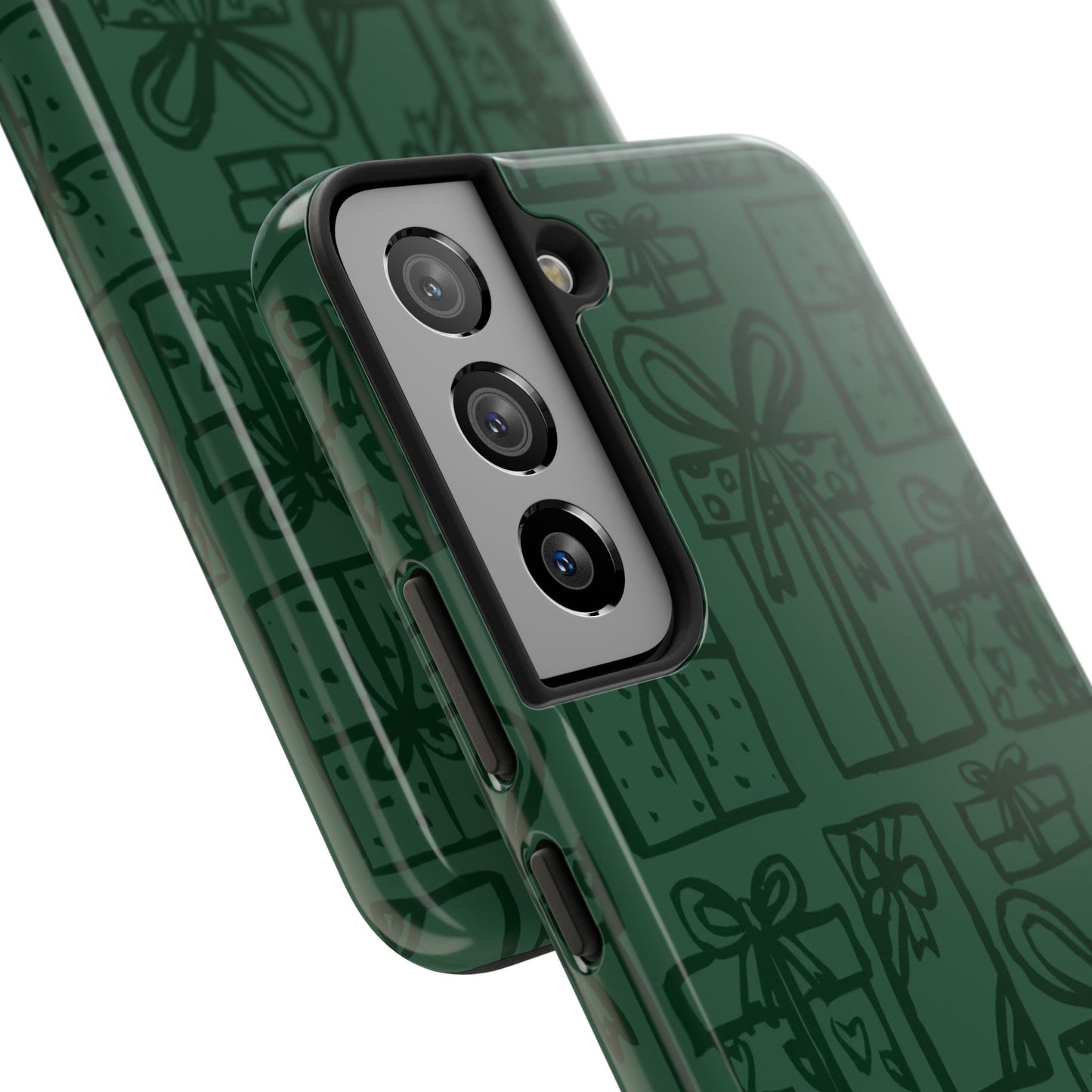 Holiday Gift Pattern Tough Phone Case — Dark Green Present Illustrations
