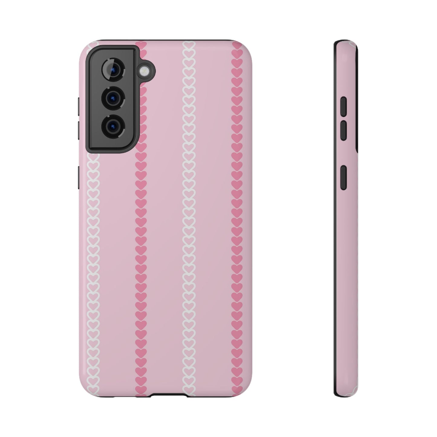 Pink Heart Stripe Impact-Resistant Phone Case
