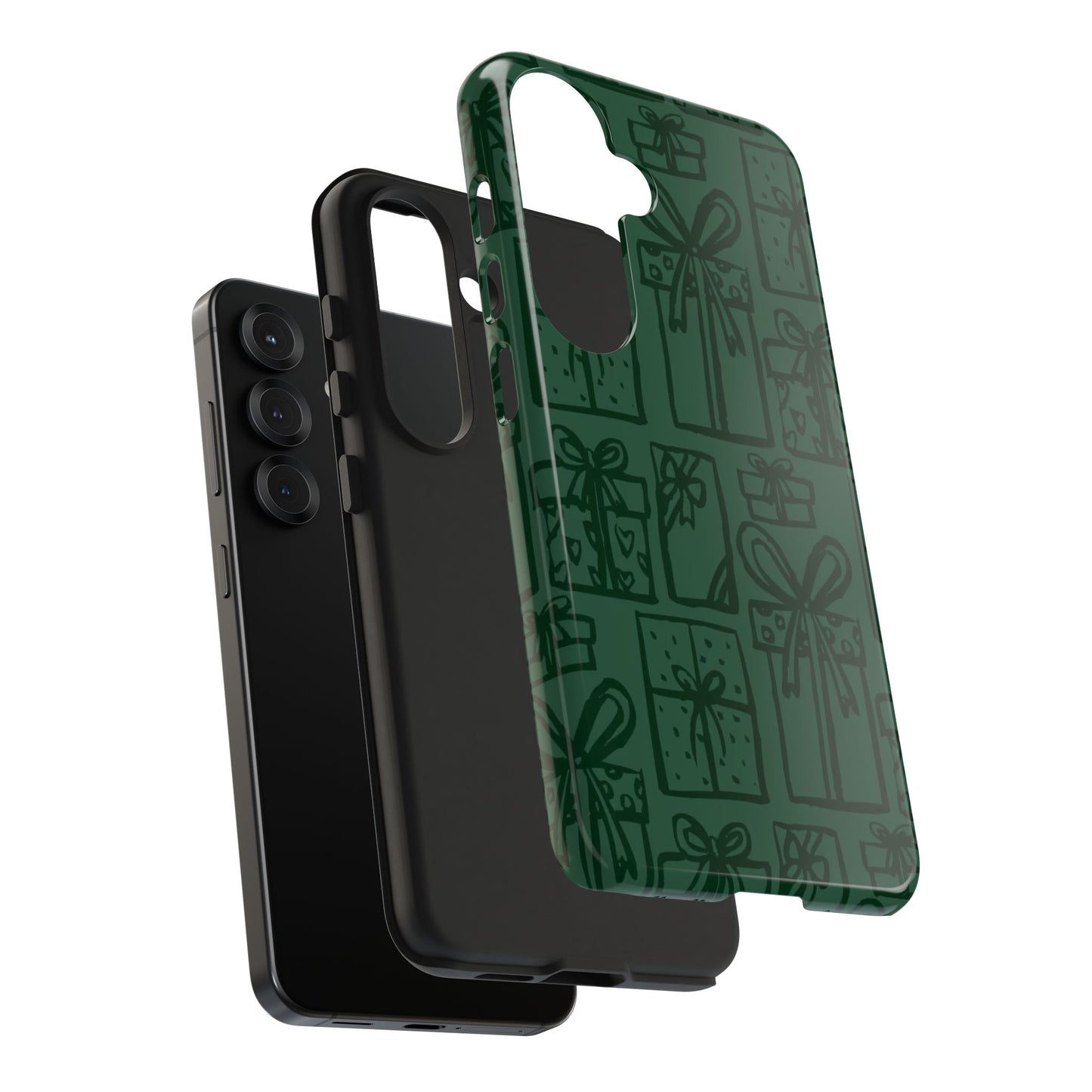 Holiday Gift Pattern Tough Phone Case — Dark Green Present Illustrations