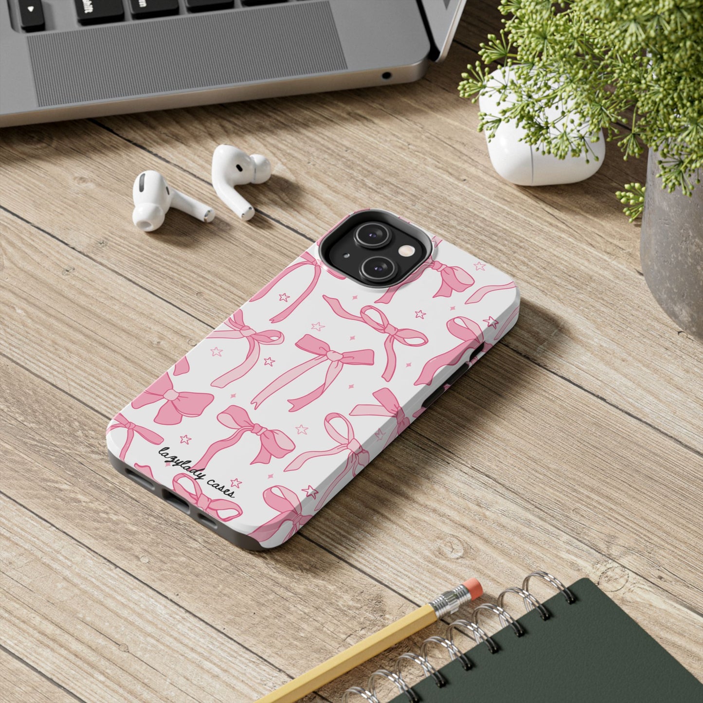 Cute Pink Bow Tough Phone Case - Stylish and Durable Protection