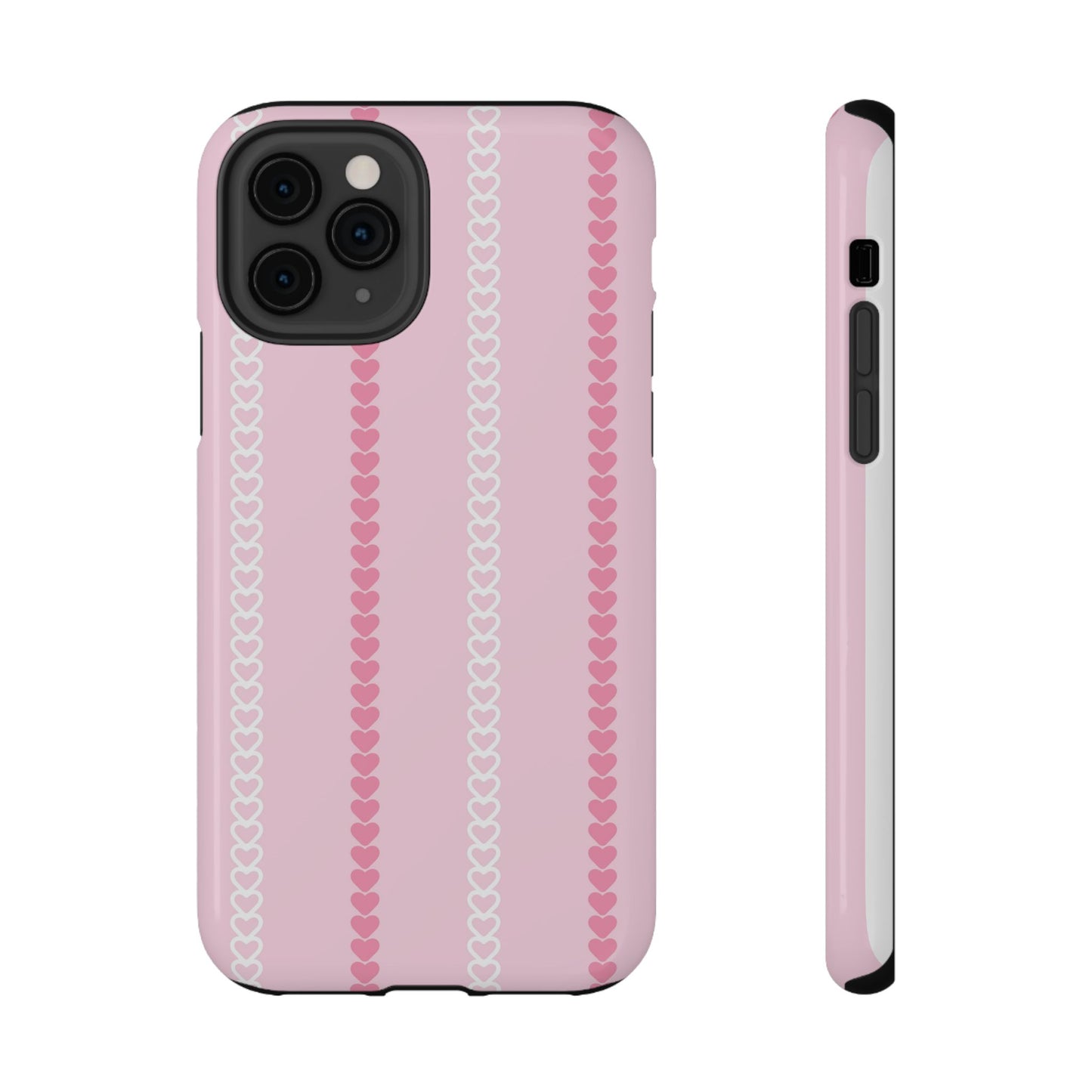 Pink Heart Stripe Impact-Resistant Phone Case