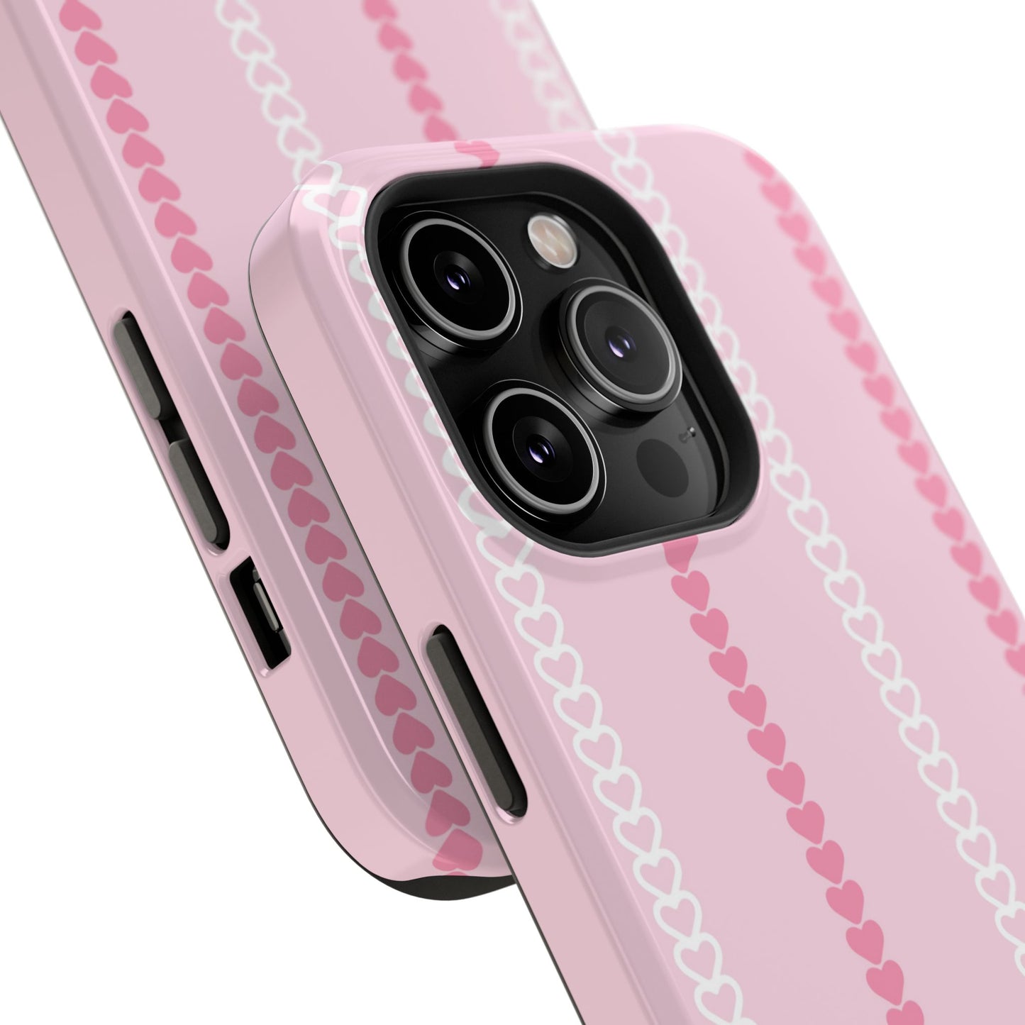 Pink Heart Stripe Impact-Resistant Phone Case