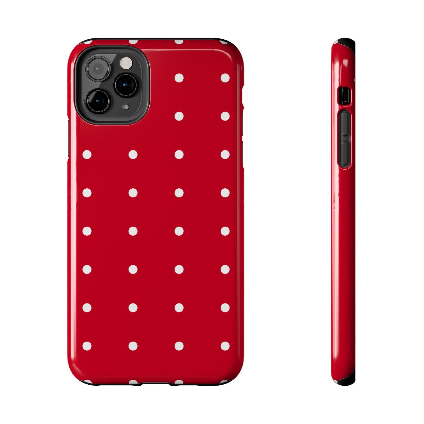 Red Polka Dot Tough Phone Case — Durable Glossy Protective Phone Cover