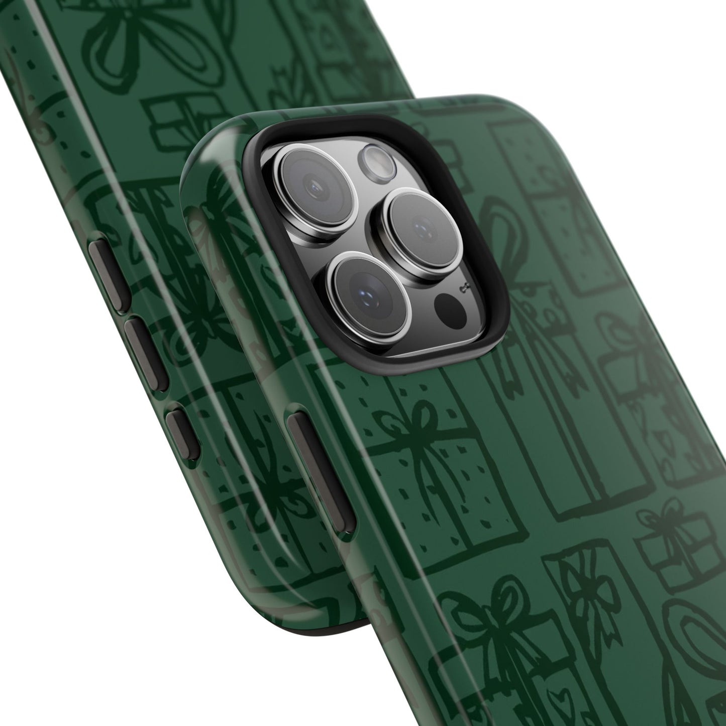 Holiday Gift Pattern Tough Phone Case — Dark Green Present Illustrations