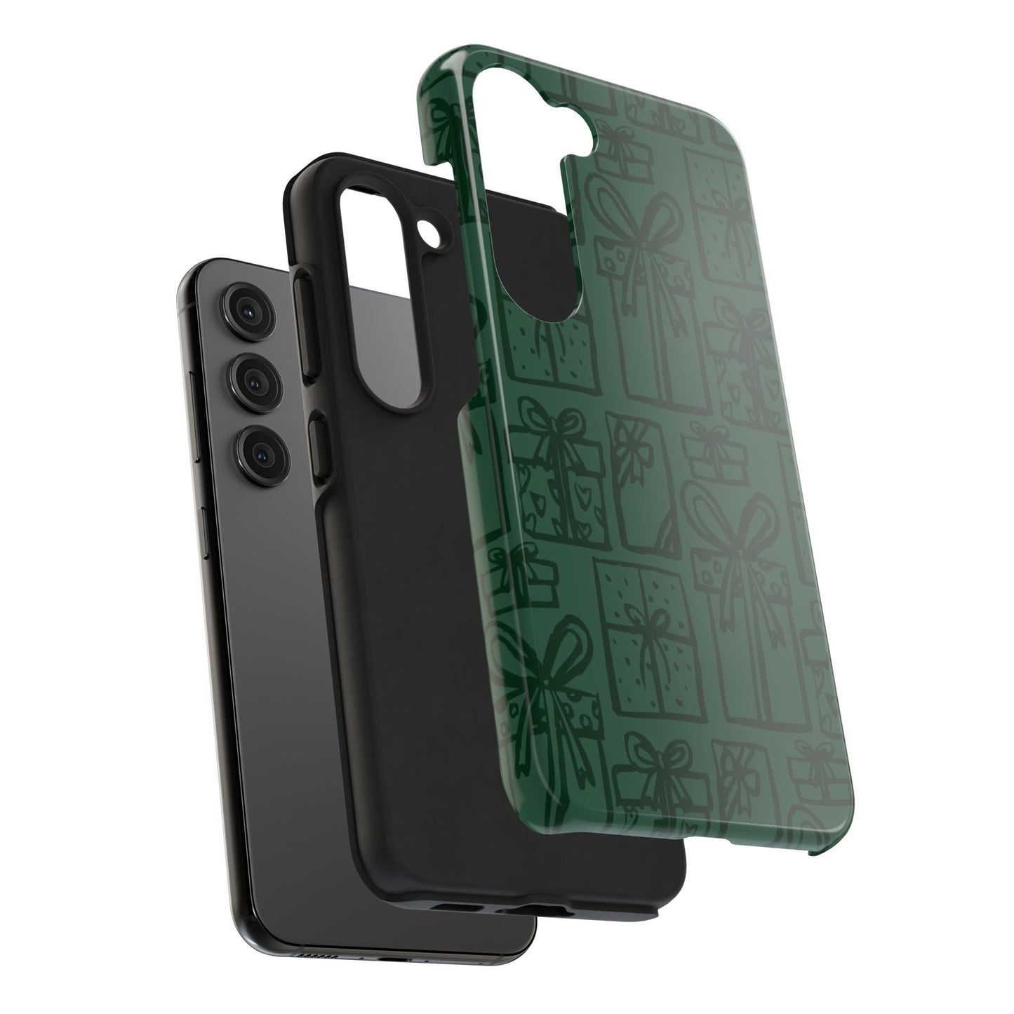 Holiday Gift Pattern Tough Phone Case — Dark Green Present Illustrations