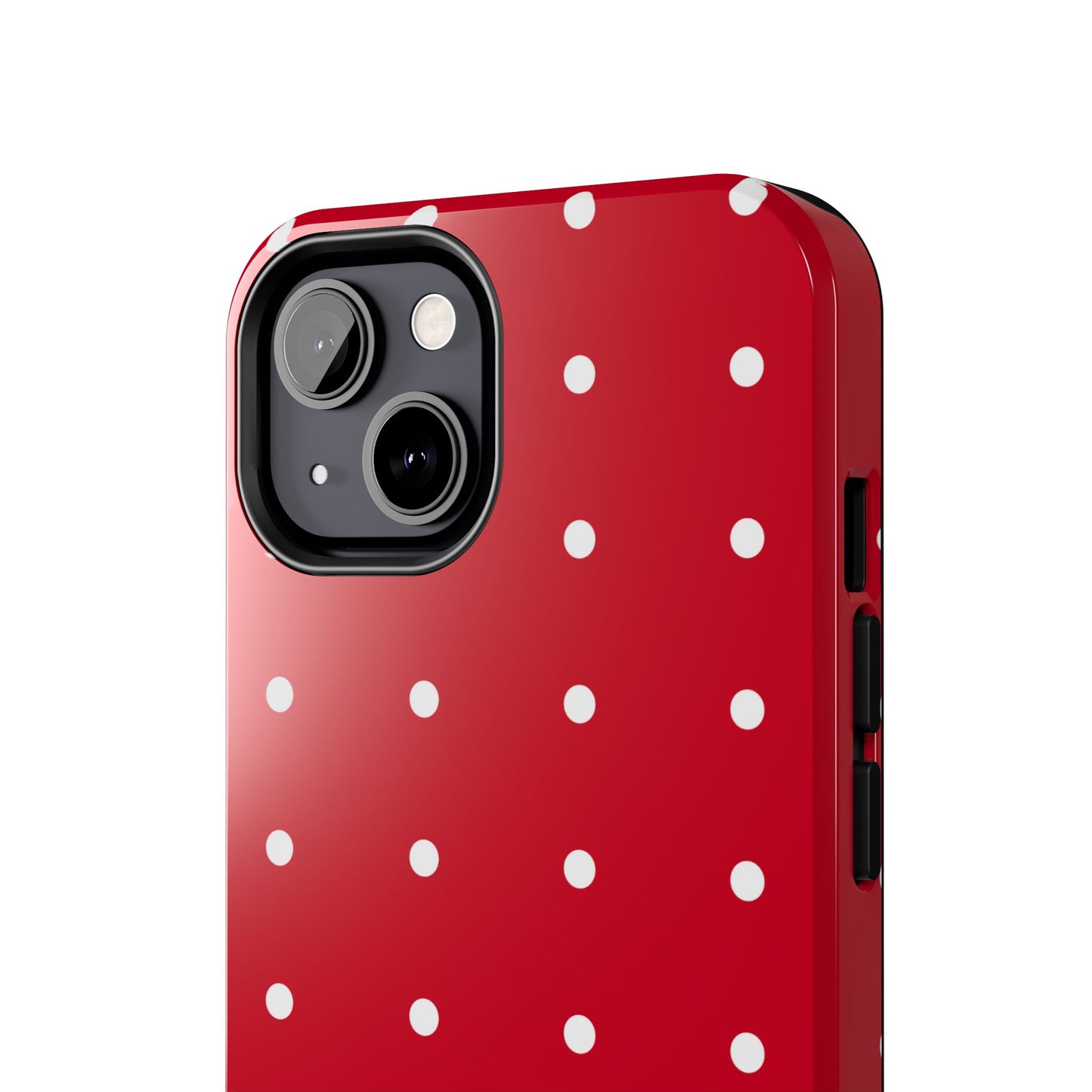 Red Polka Dot Tough Phone Case — Durable Glossy Protective Phone Cover