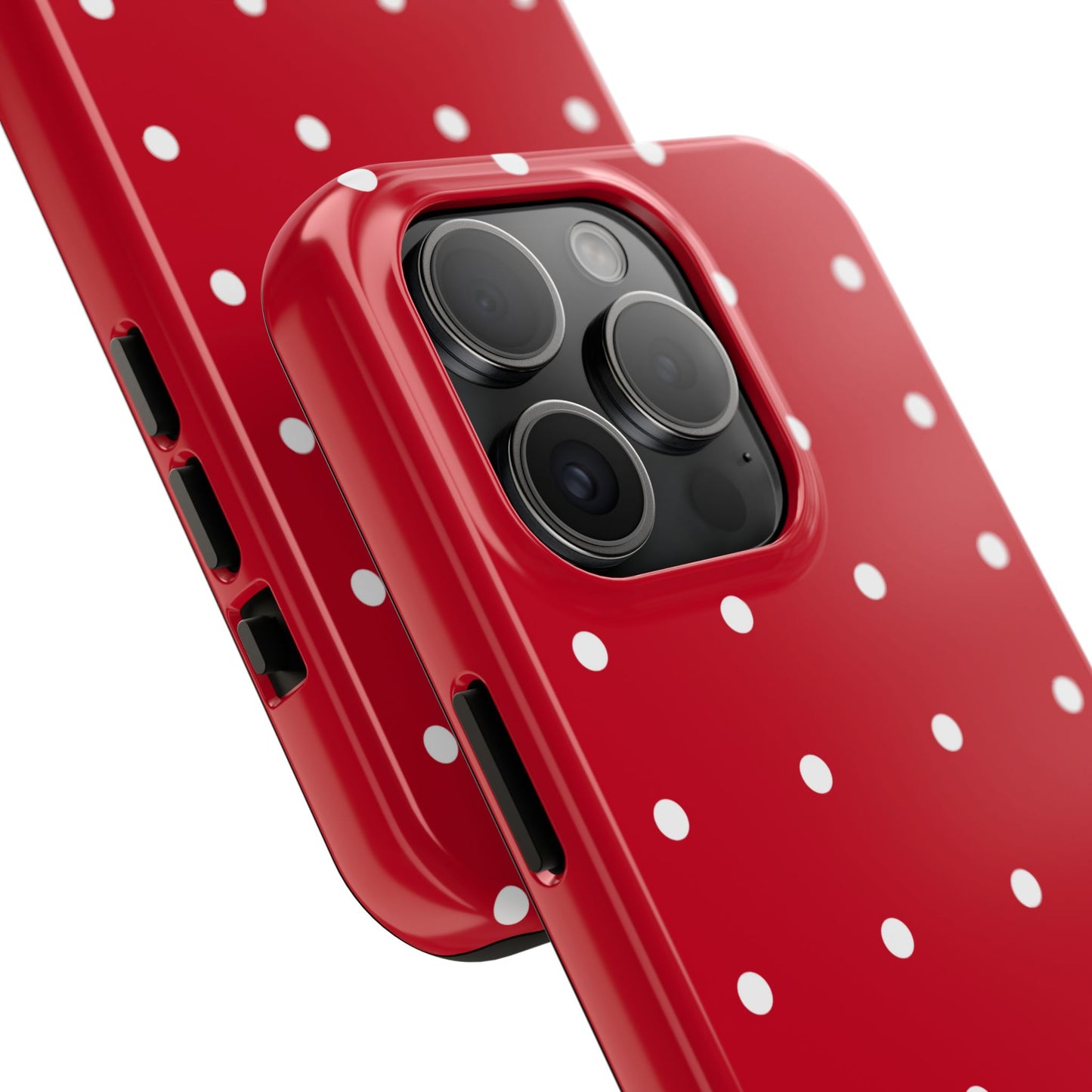 Red Polka Dot Tough Phone Case — Durable Glossy Protective Phone Cover