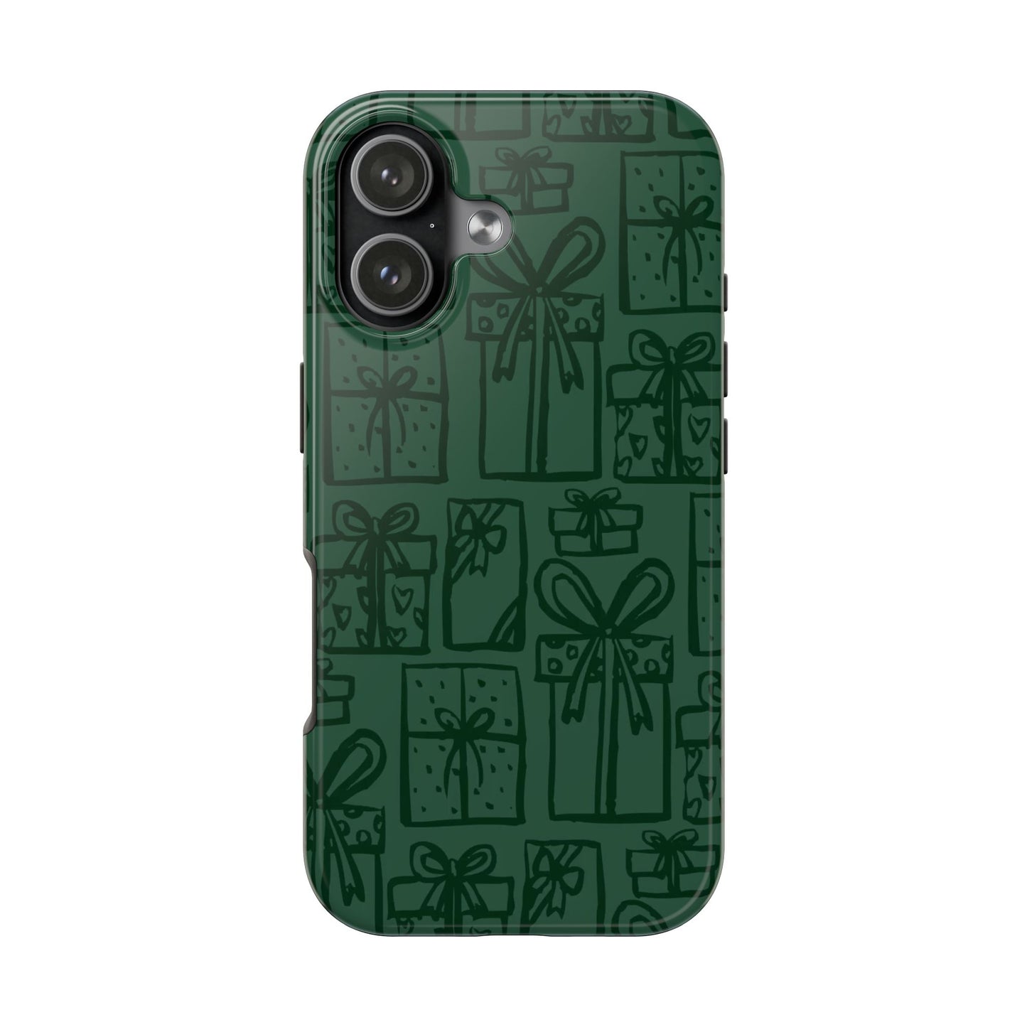 Holiday Gift Pattern Tough Phone Case — Dark Green Present Illustrations
