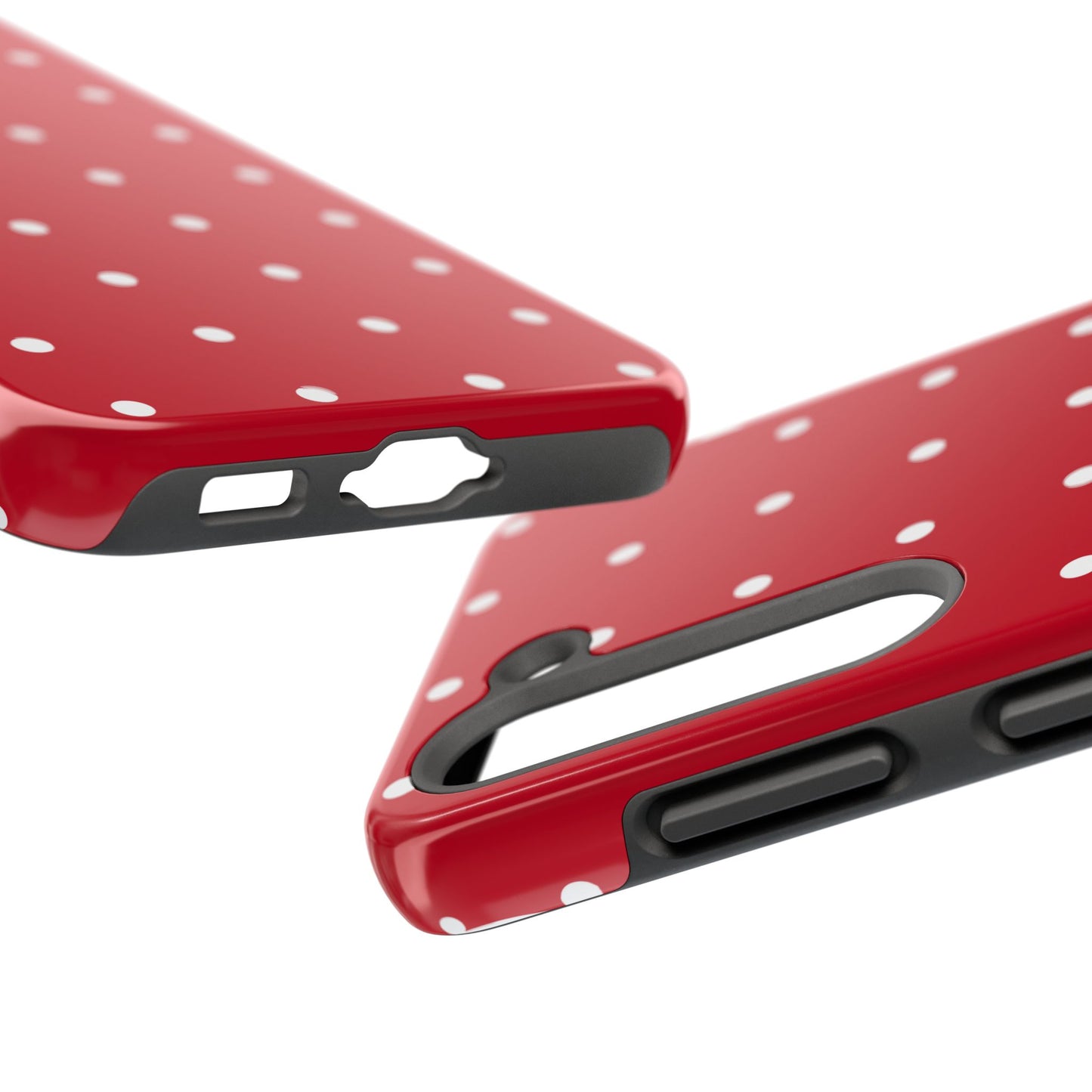 Red Polka Dot Tough Phone Case — Durable Glossy Protective Phone Cover