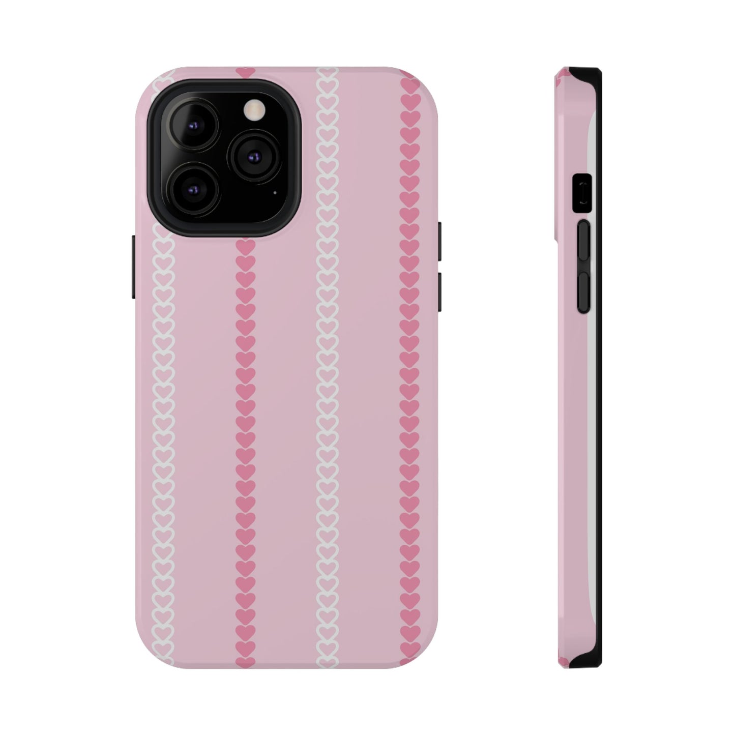 Pink Heart Stripe Impact-Resistant Phone Case