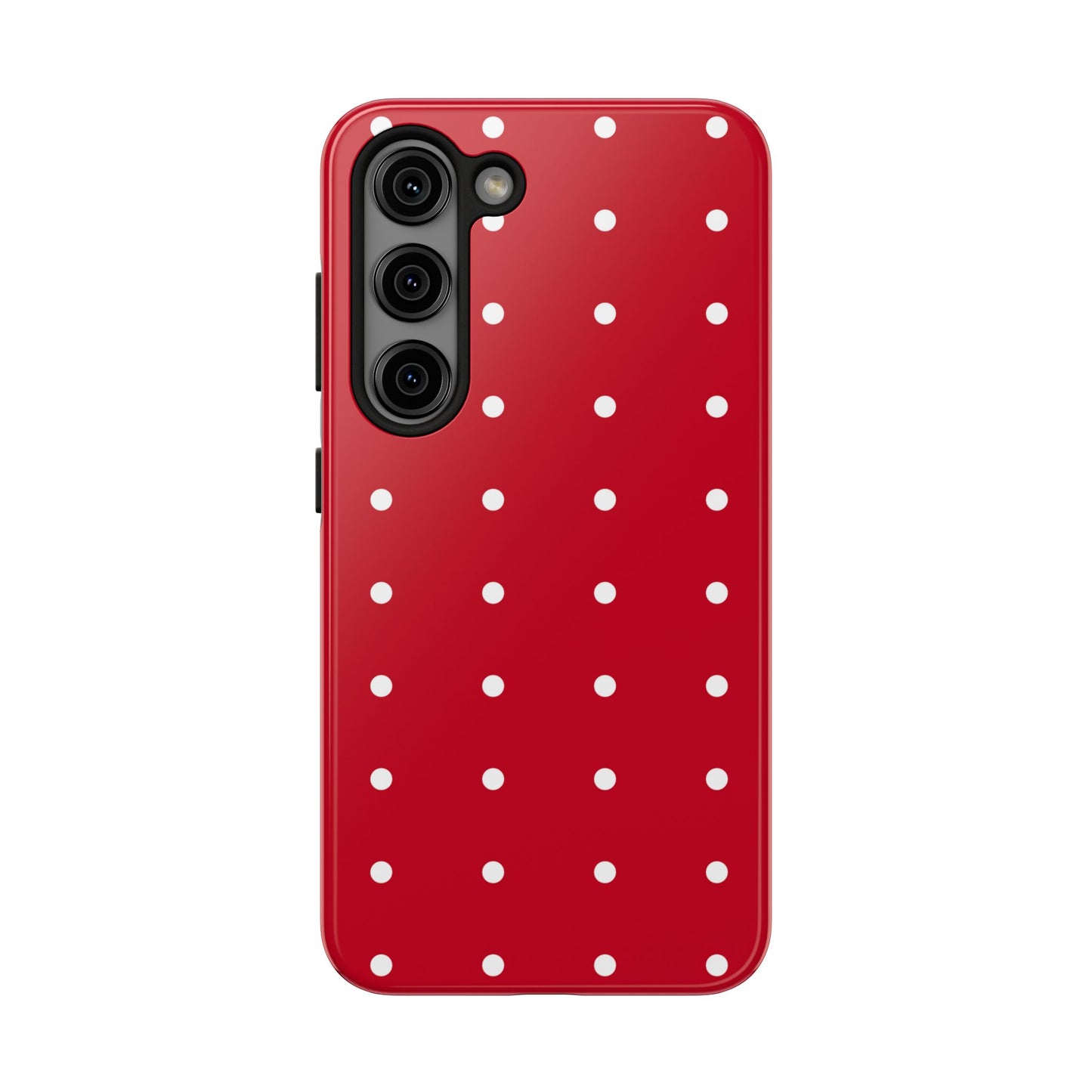 Red Polka Dot Tough Phone Case — Durable Glossy Protective Phone Cover