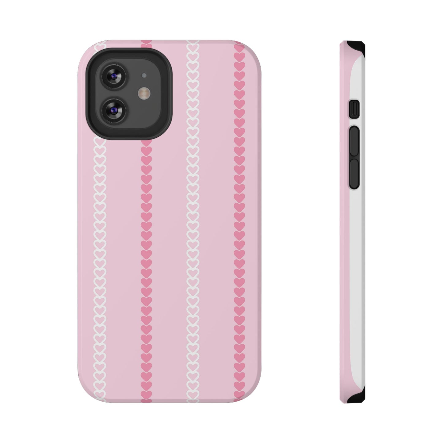 Pink Heart Stripe Impact-Resistant Phone Case