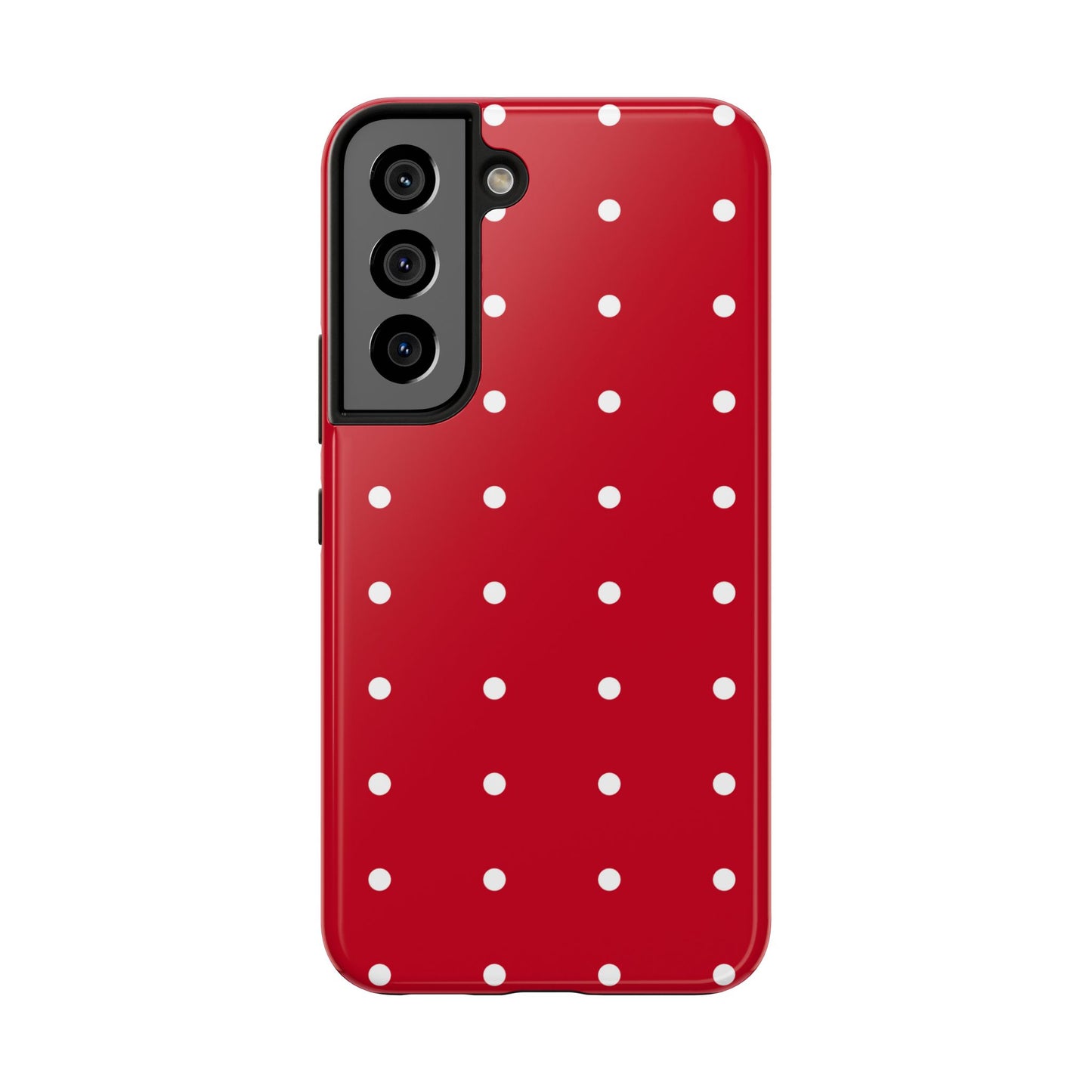 Red Polka Dot Tough Phone Case — Durable Glossy Protective Phone Cover