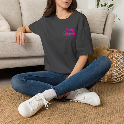 Cafe Fizzies T-Shirt — Retro Pink Cafe Logo Tee for Coffee Lovers
