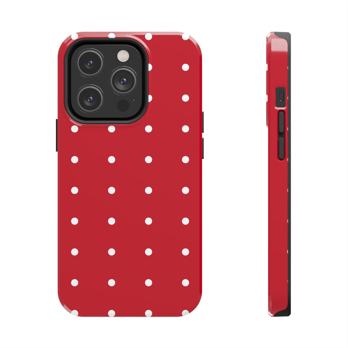 Red Polka Dot Tough Phone Case — Durable Glossy Protective Phone Cover