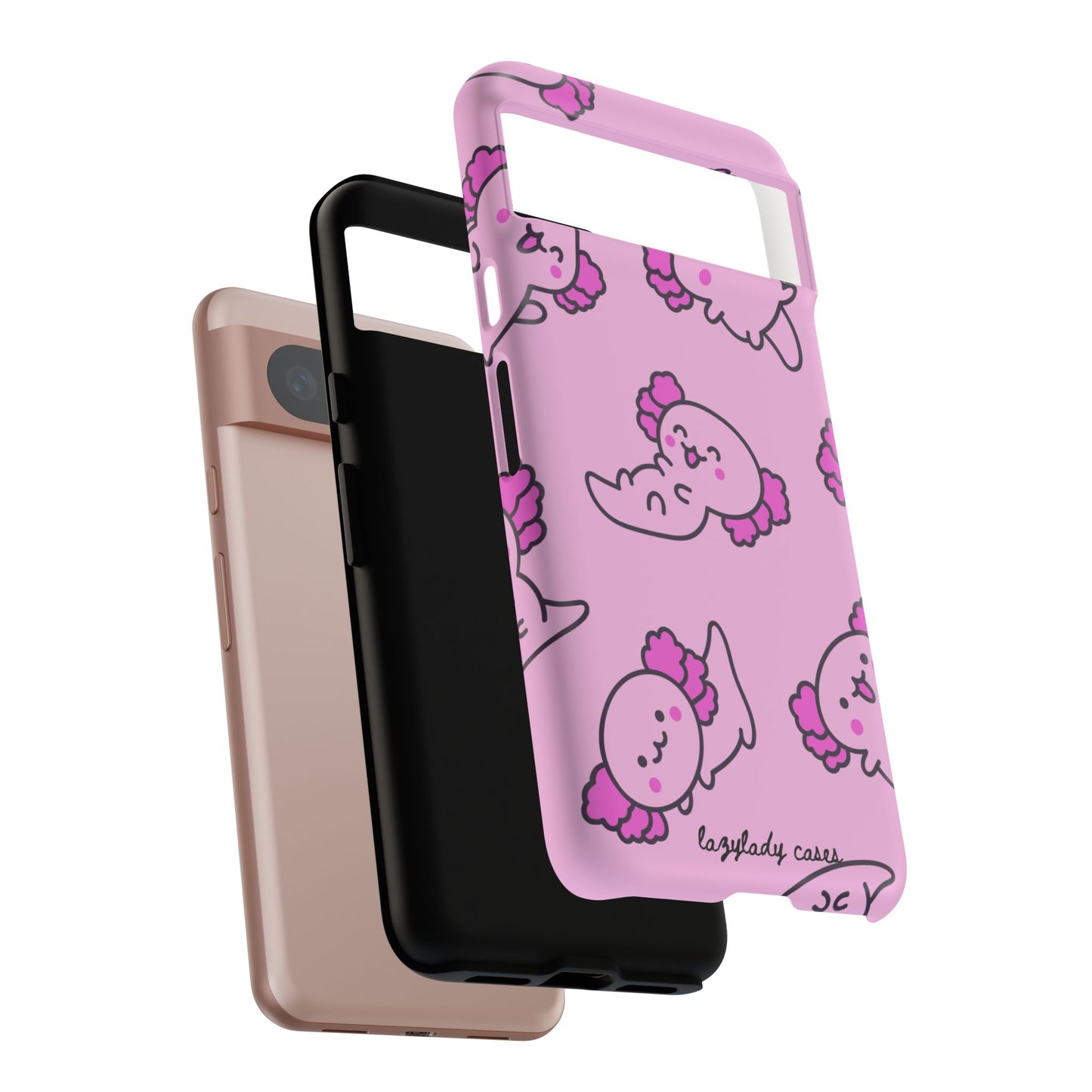 Cute Cartoon Axo Phone Case with Pink Sea Creatures Design