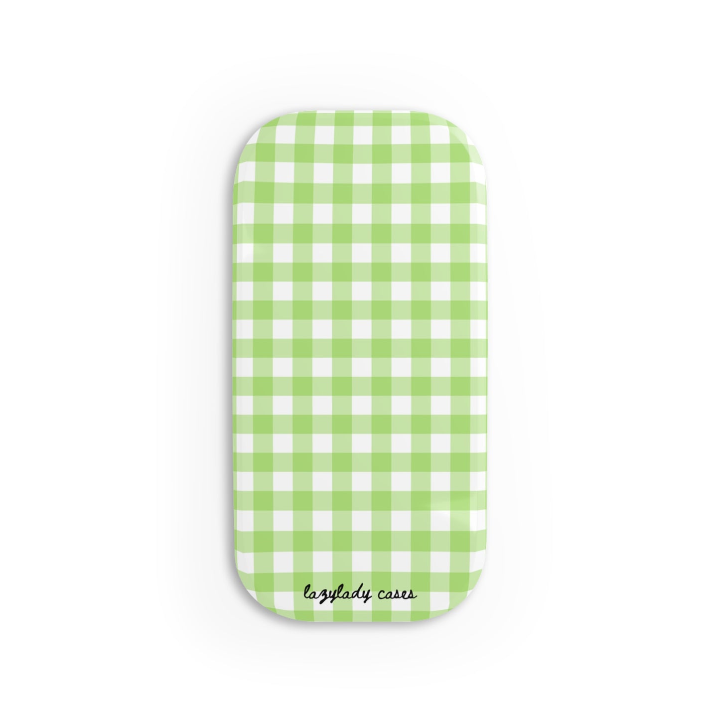 Green Gingham Phone Grip - Click-On Style for a Secure Hold