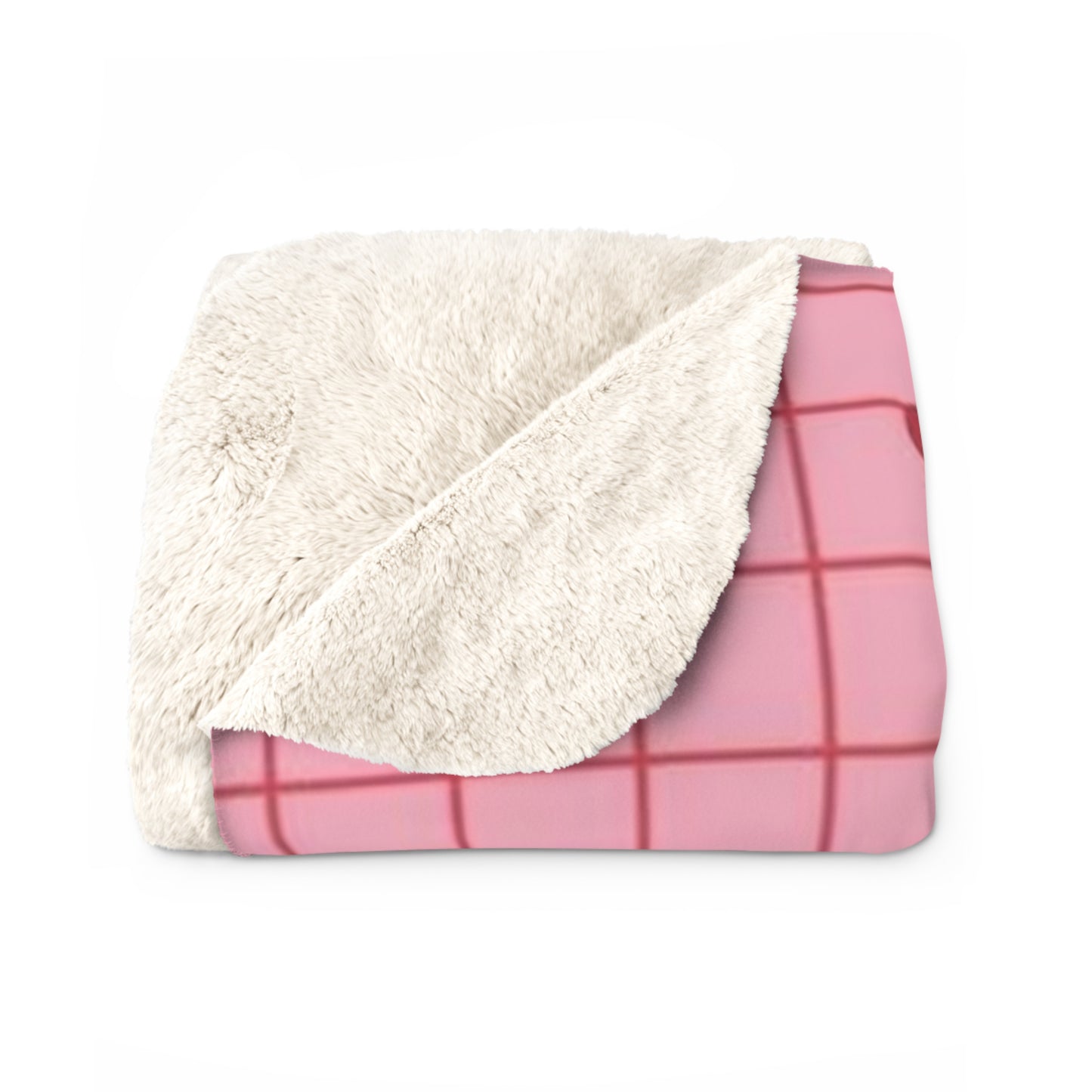 Pink Grid Heart Sherpa Blanket – Cozy Valentine Fleece Throw