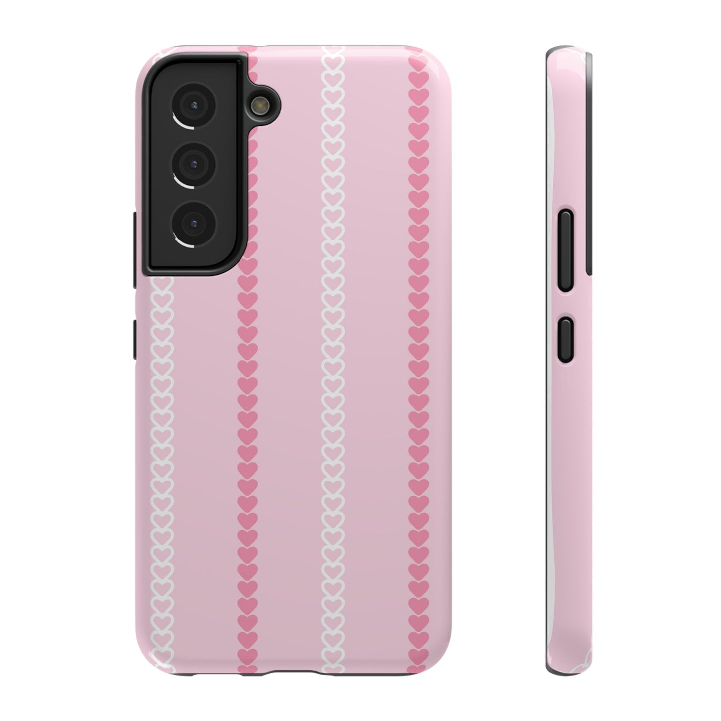 Pink Heart Stripe Impact-Resistant Phone Case