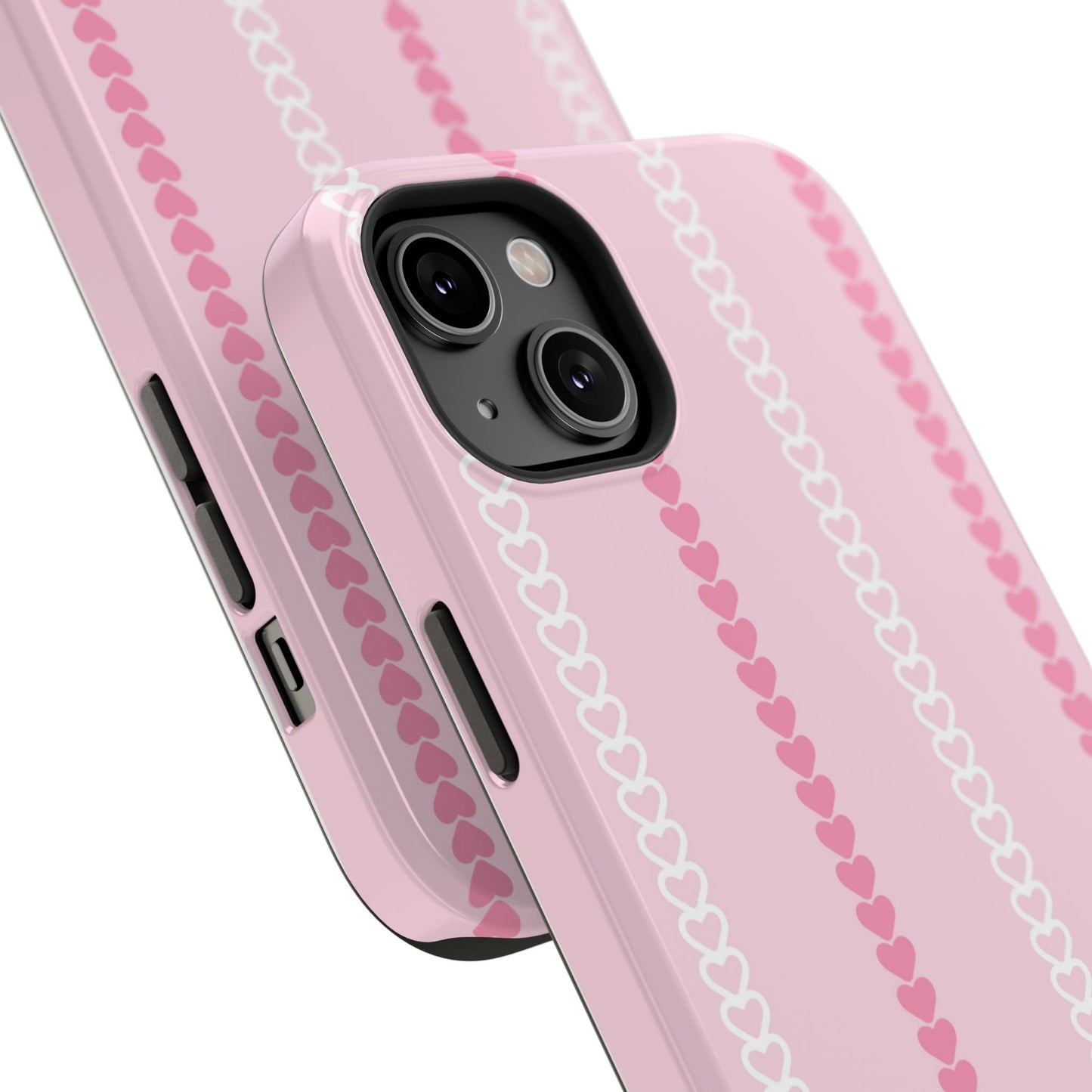 Pink Heart Stripe Impact-Resistant Phone Case