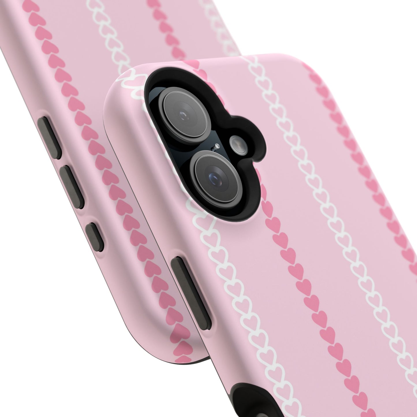 Pink Heart Stripe Impact-Resistant Phone Case