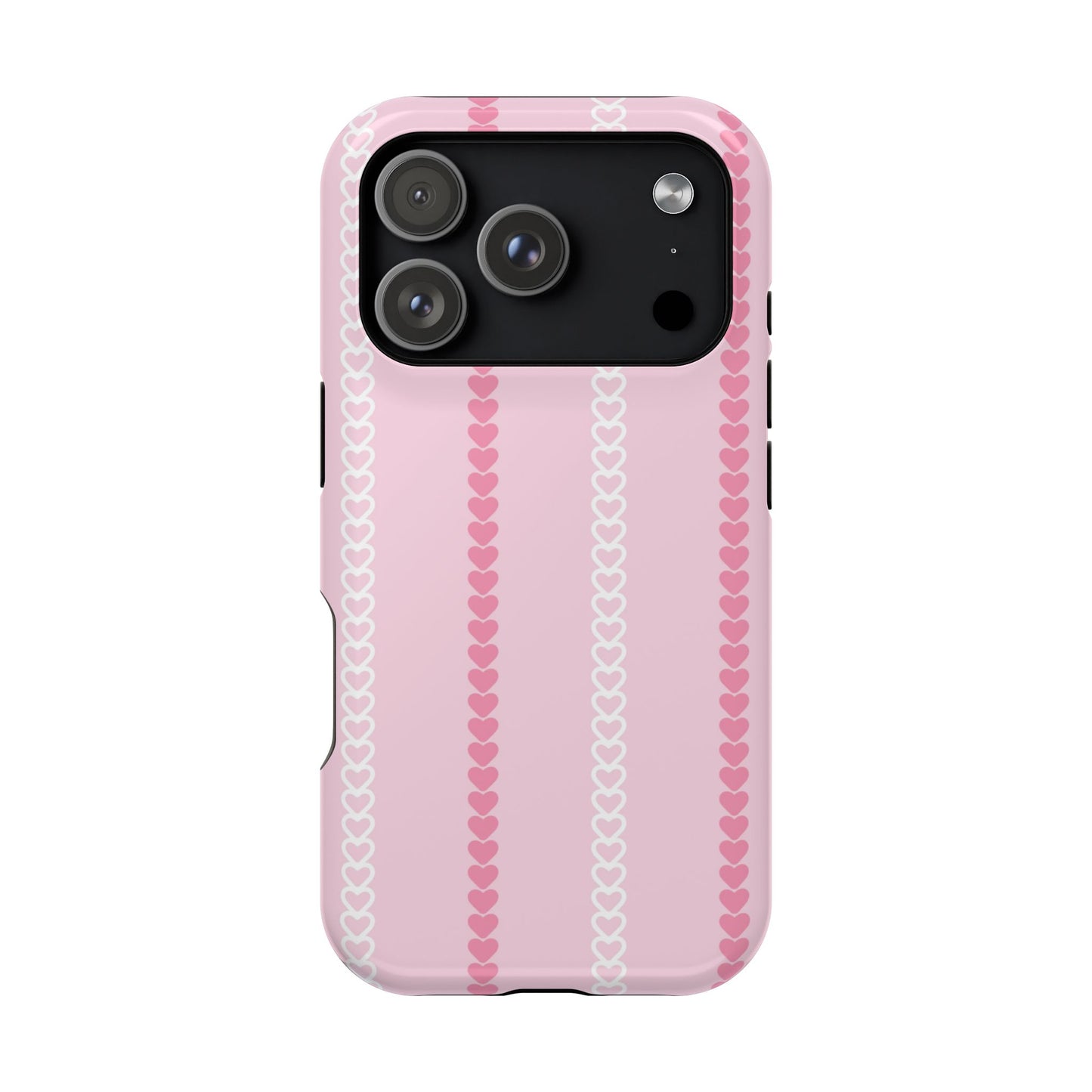 Pink Heart Stripe Impact-Resistant Phone Case