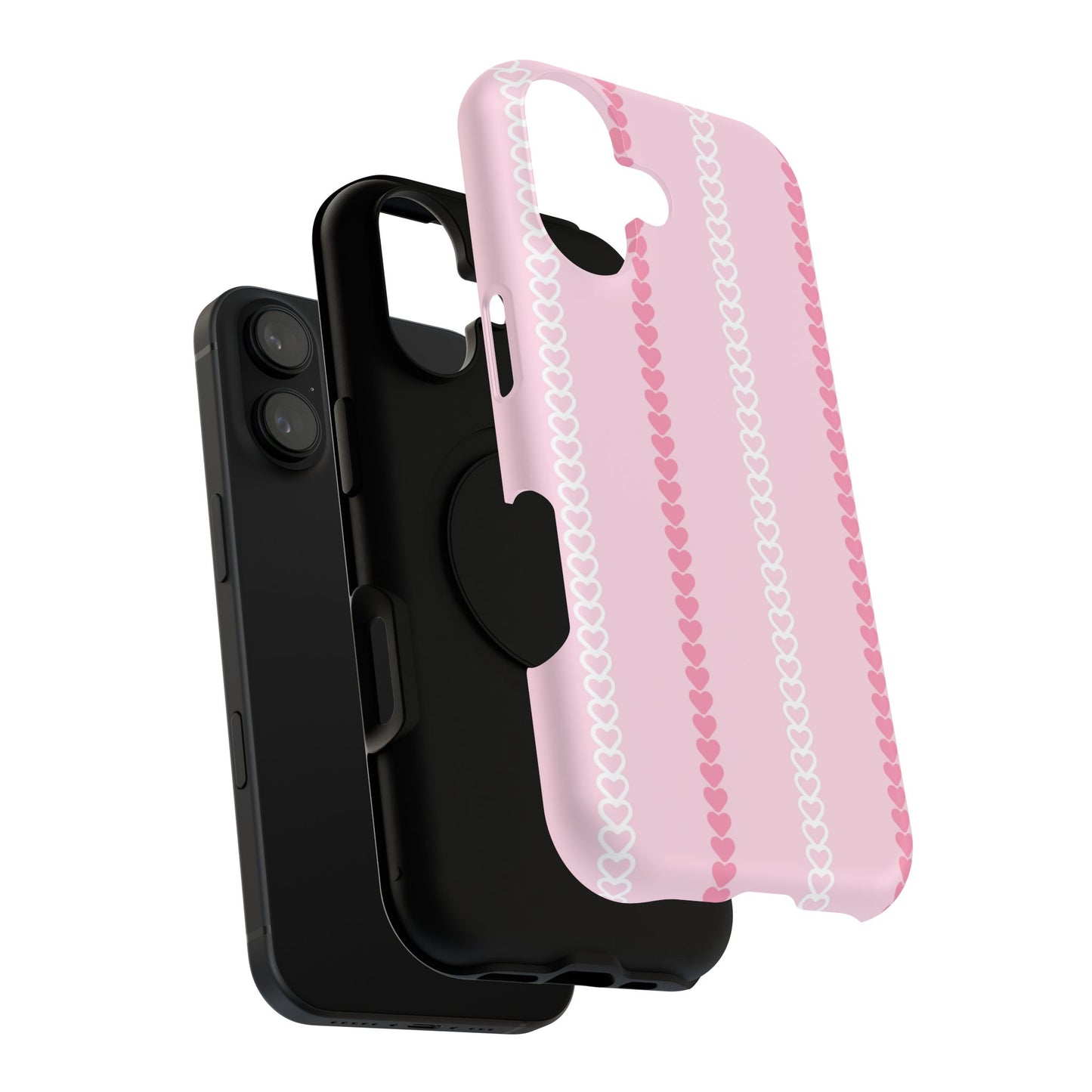 Pink Heart Stripe Impact-Resistant Phone Case