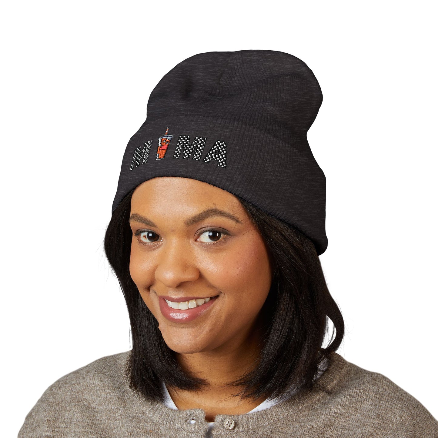 Mama Embroidered Cuffed Beanie – Floral & Candle Gift for Moms