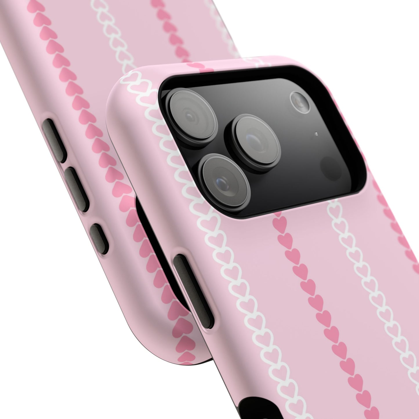 Pink Heart Stripe Impact-Resistant Phone Case