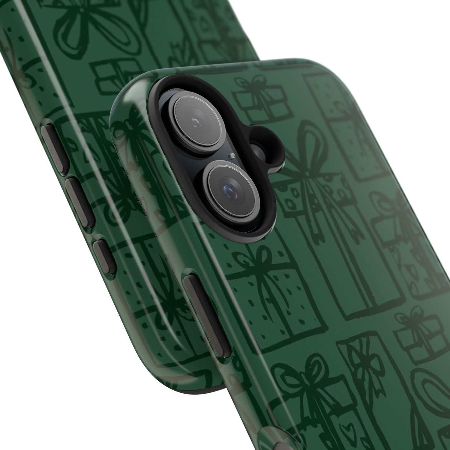 Holiday Gift Pattern Tough Phone Case — Dark Green Present Illustrations