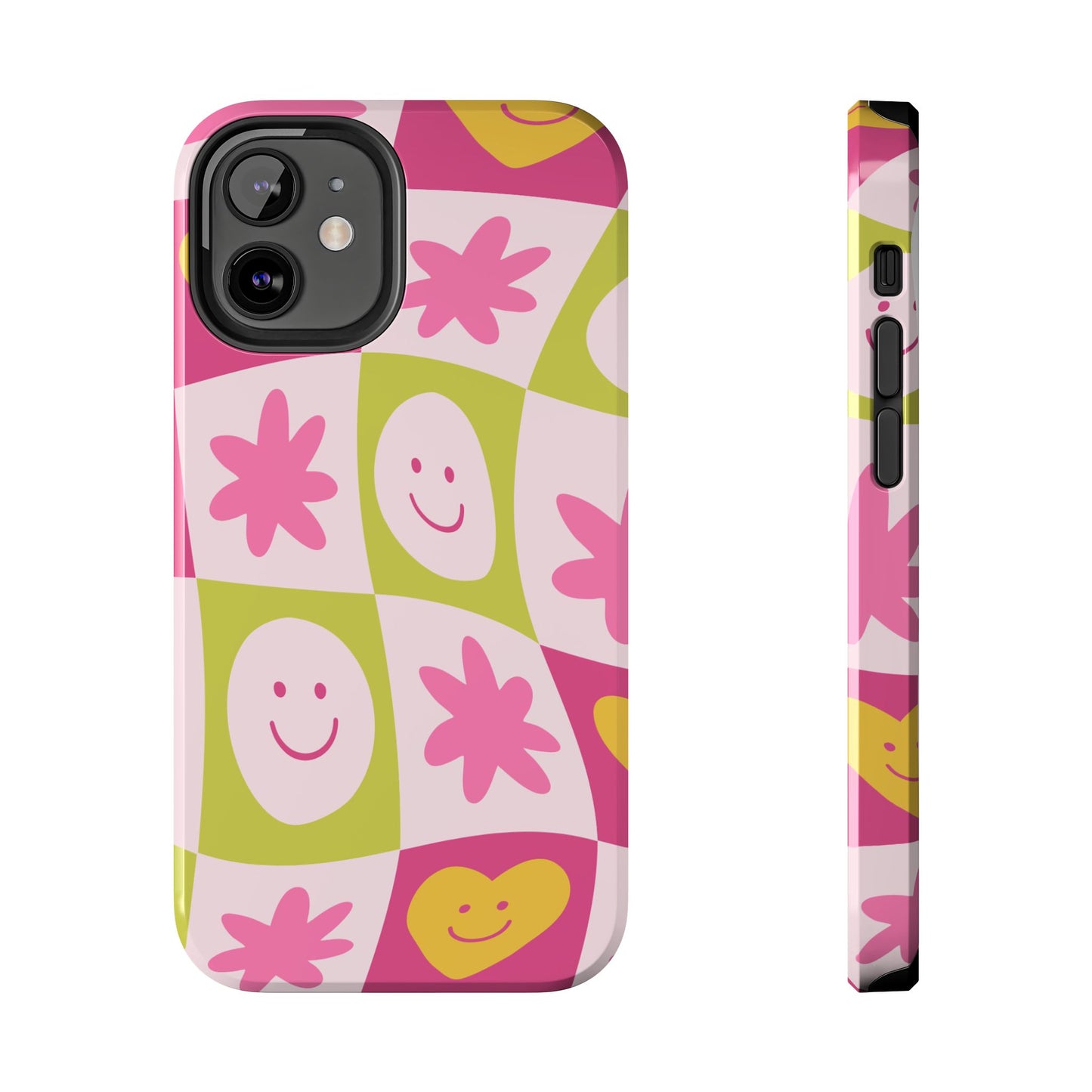 Colorful Smiley Pattern Tough Phone Cases, Playful Phone Covers, Fun Gifts for Friends, Cute Accessories, Vibrant and Durable